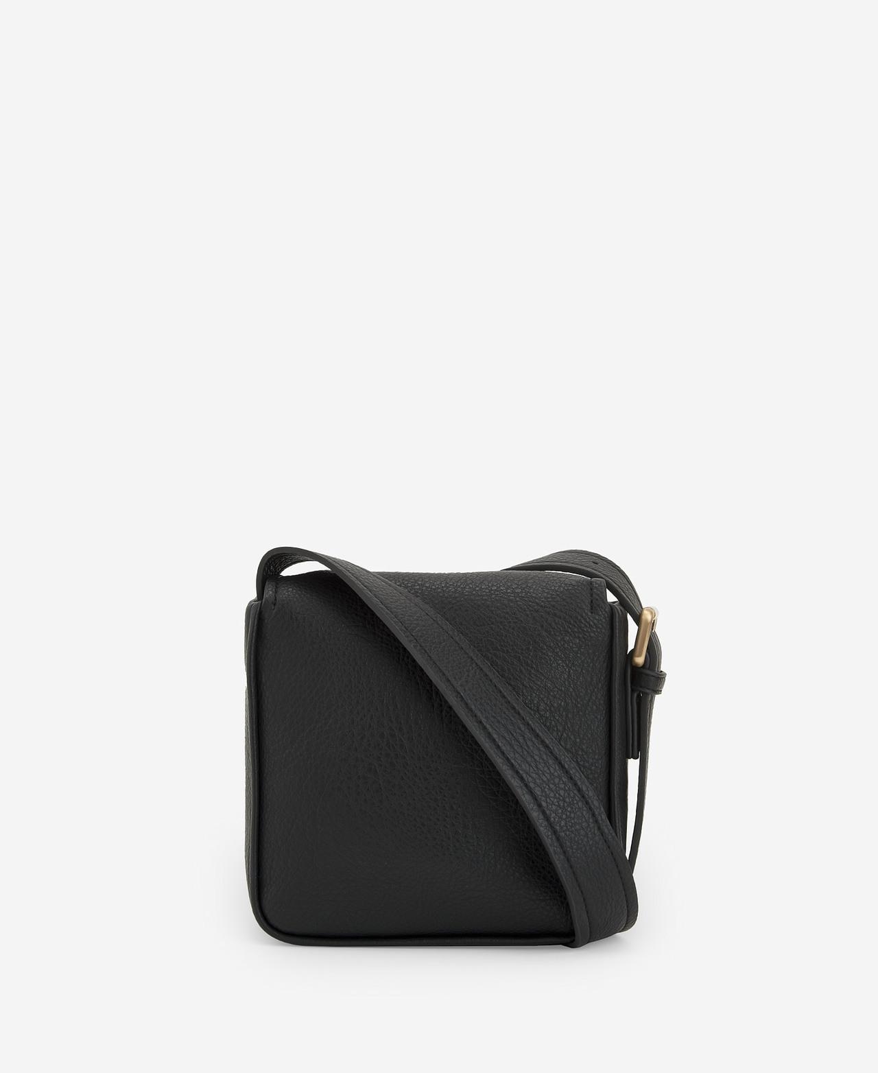 Mala de Tiracolo Pequena em Textura Grão - Preto Preto-2