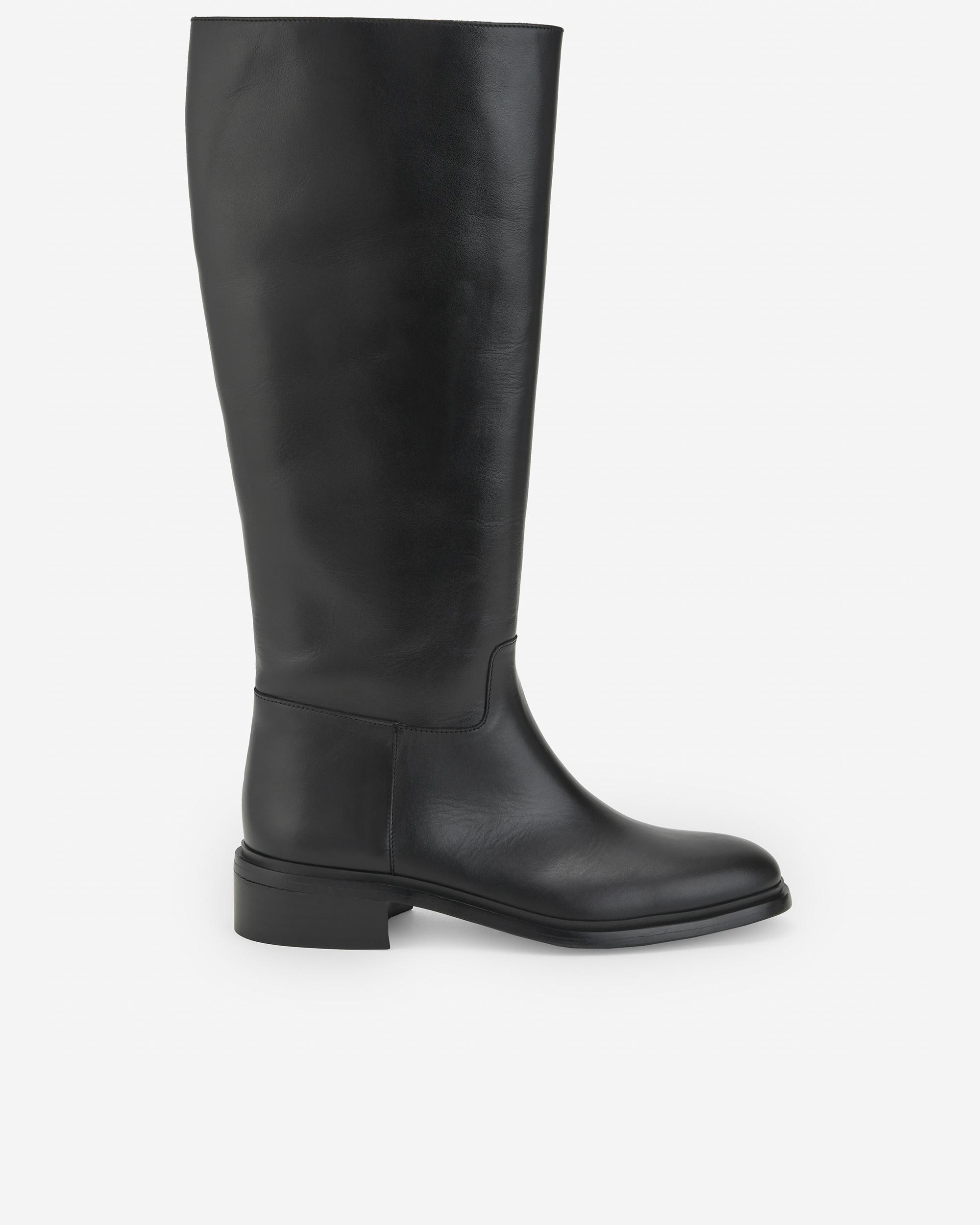 Botas de Cano Alto em Pele 100% - Preto Preto-1