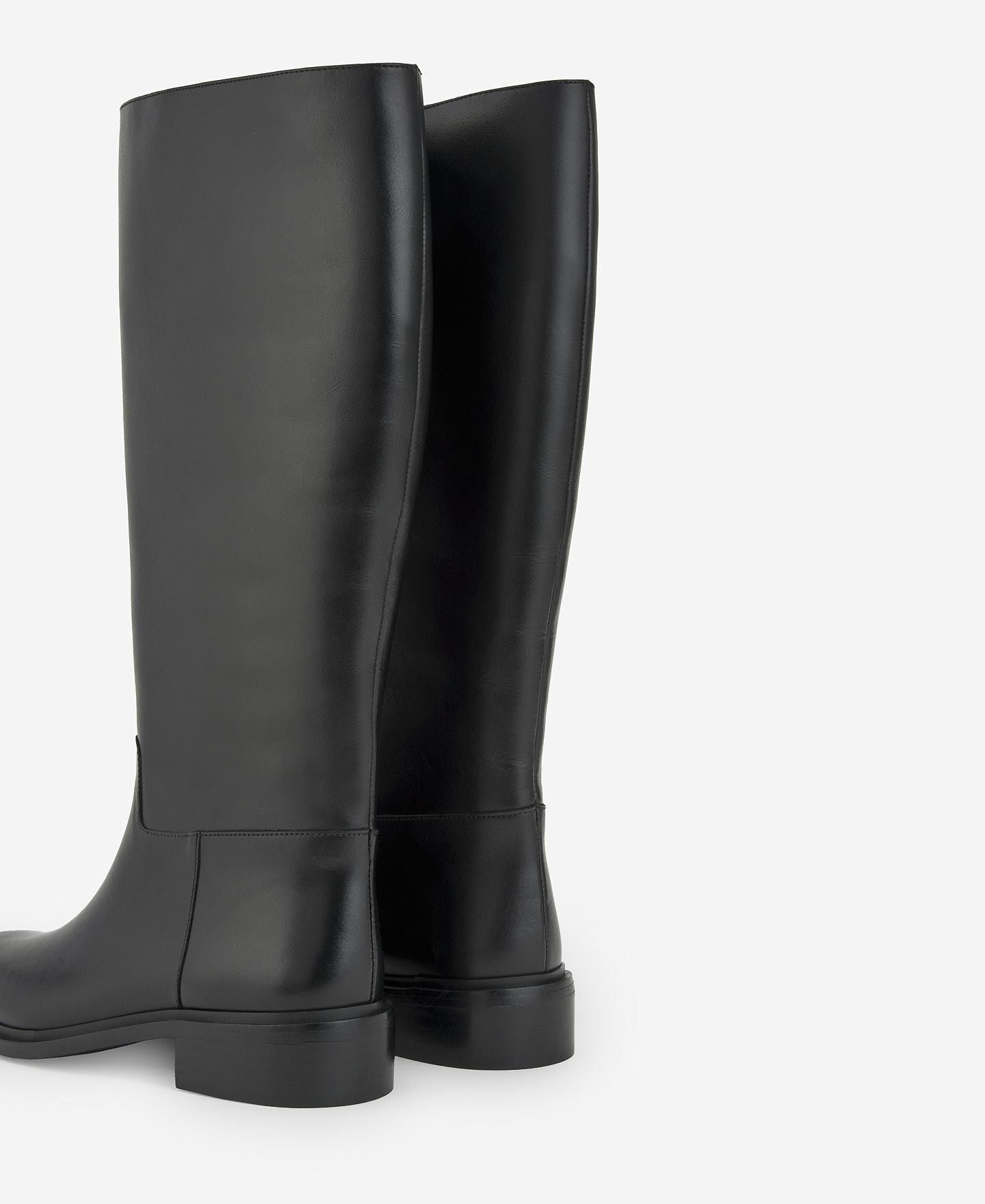 Botas de Cano Alto em Pele 100% - Preto Preto-3