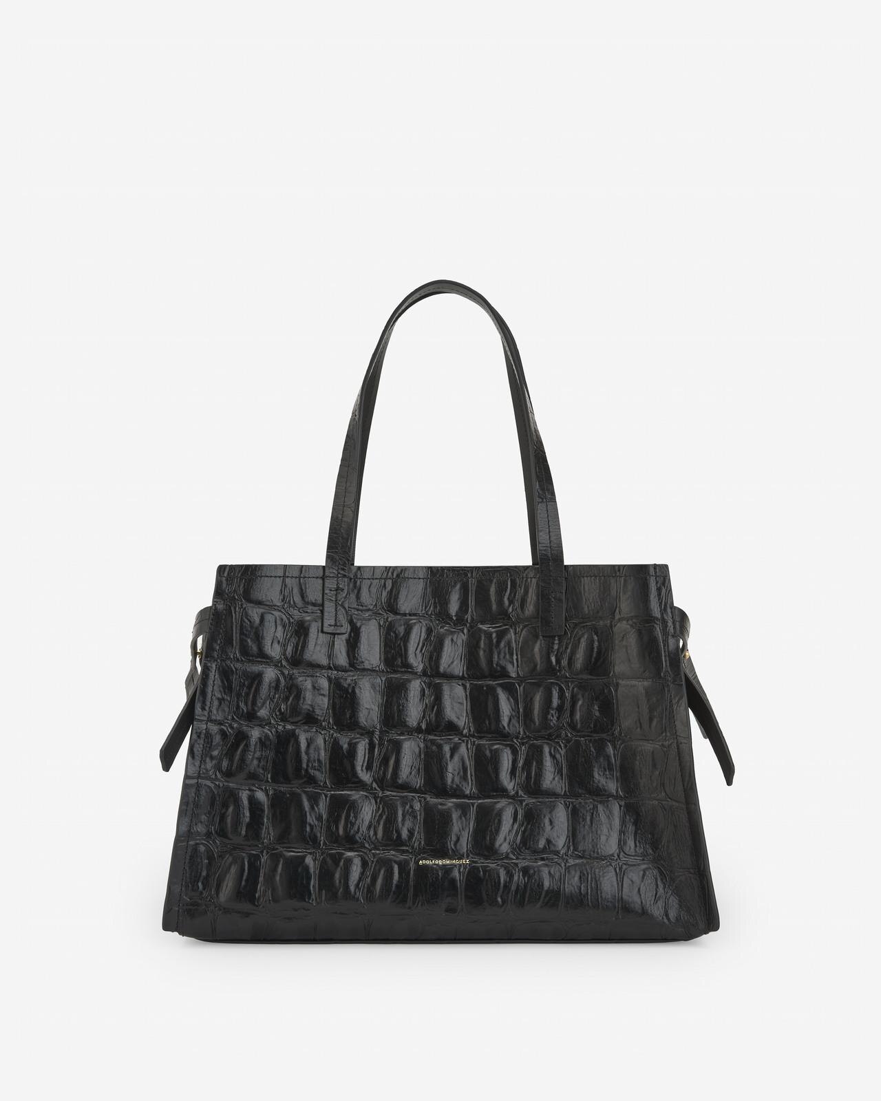 Mala de Mão Tipo Tote em Pele 100% Responsável - Preto Preto-1