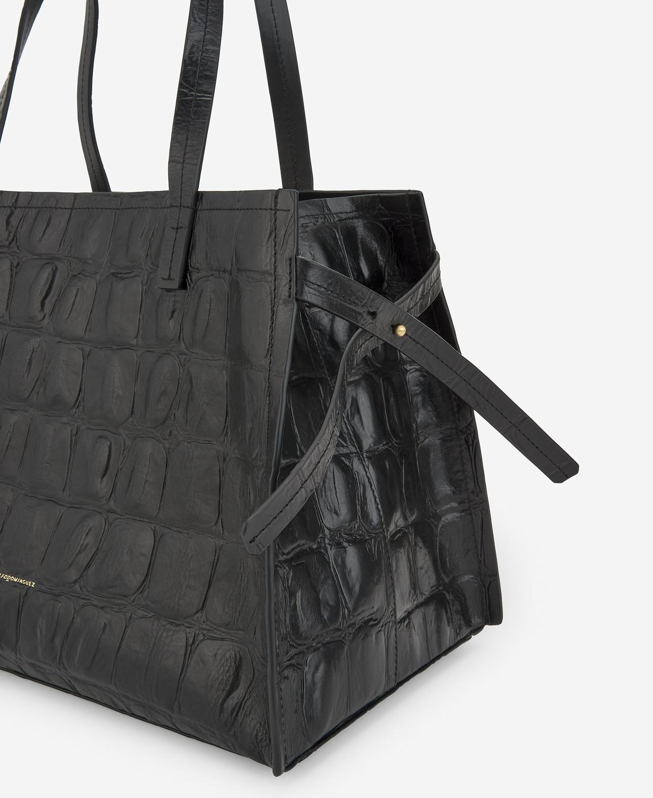 Mala de Mão Tipo Tote em Pele 100% Responsável - Preto Preto-3