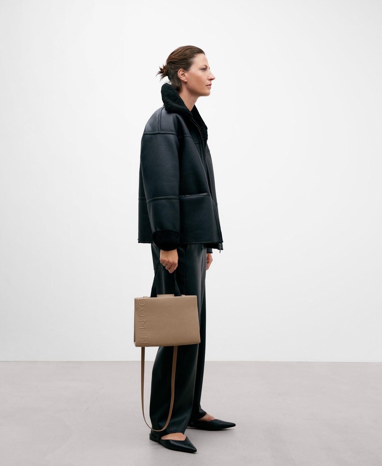 Mala de Tiracolo Tipo Shopper Média - Taupe Taupe-5