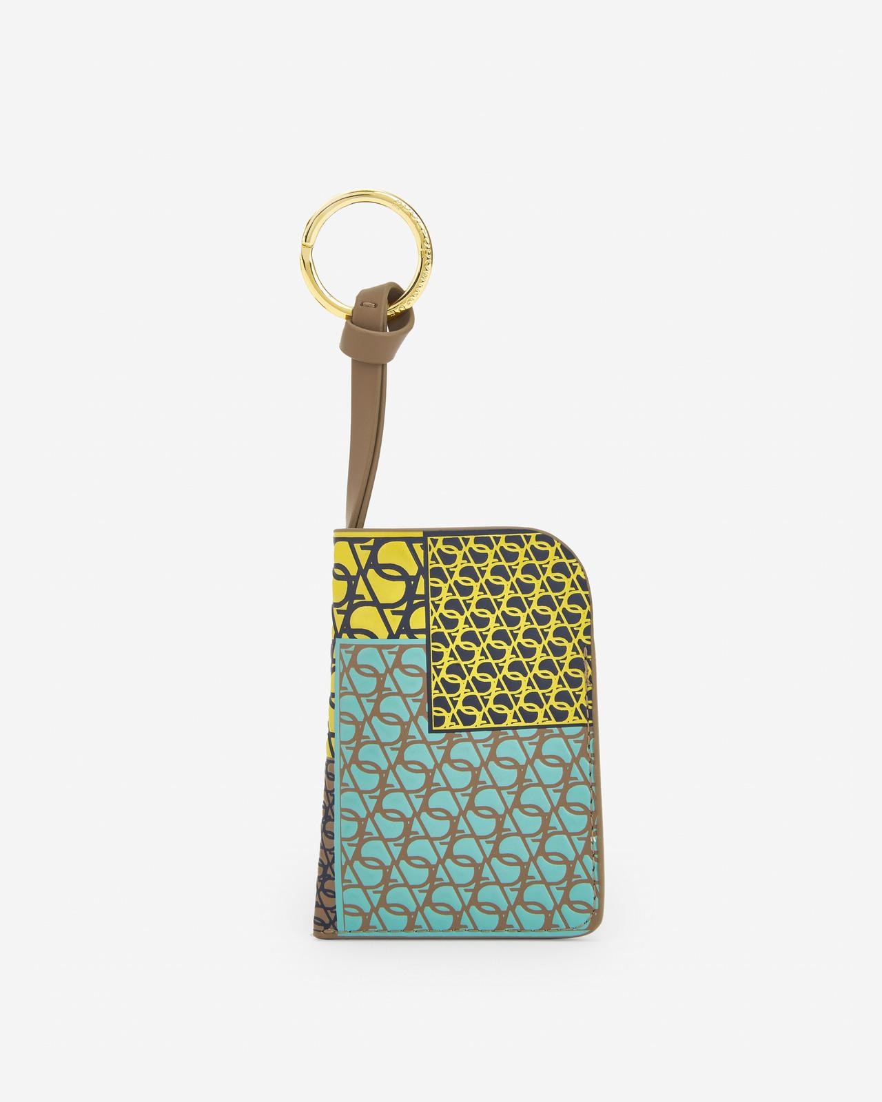 Porta-chaves com Bolso e Microestampado Verde Água-1
