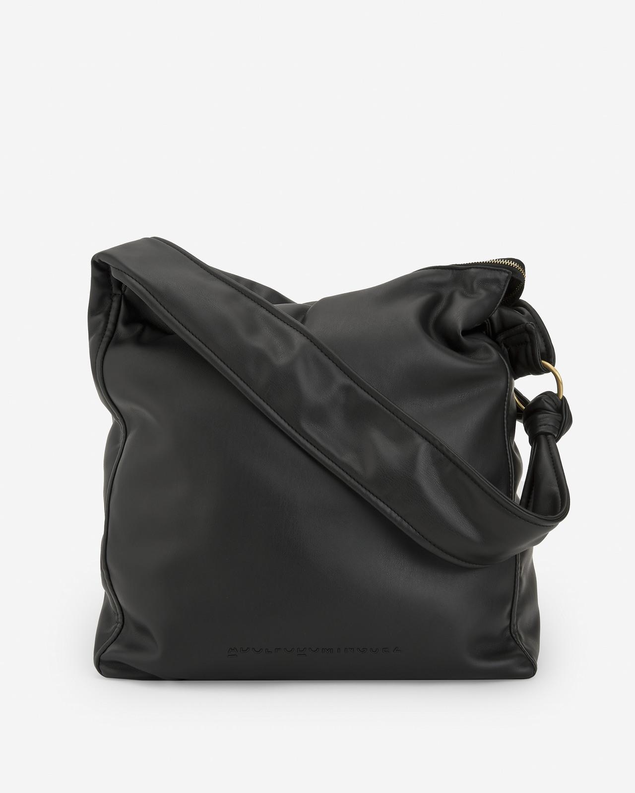 Mala de Ombro em Textura de Napa - Preto Preto-1