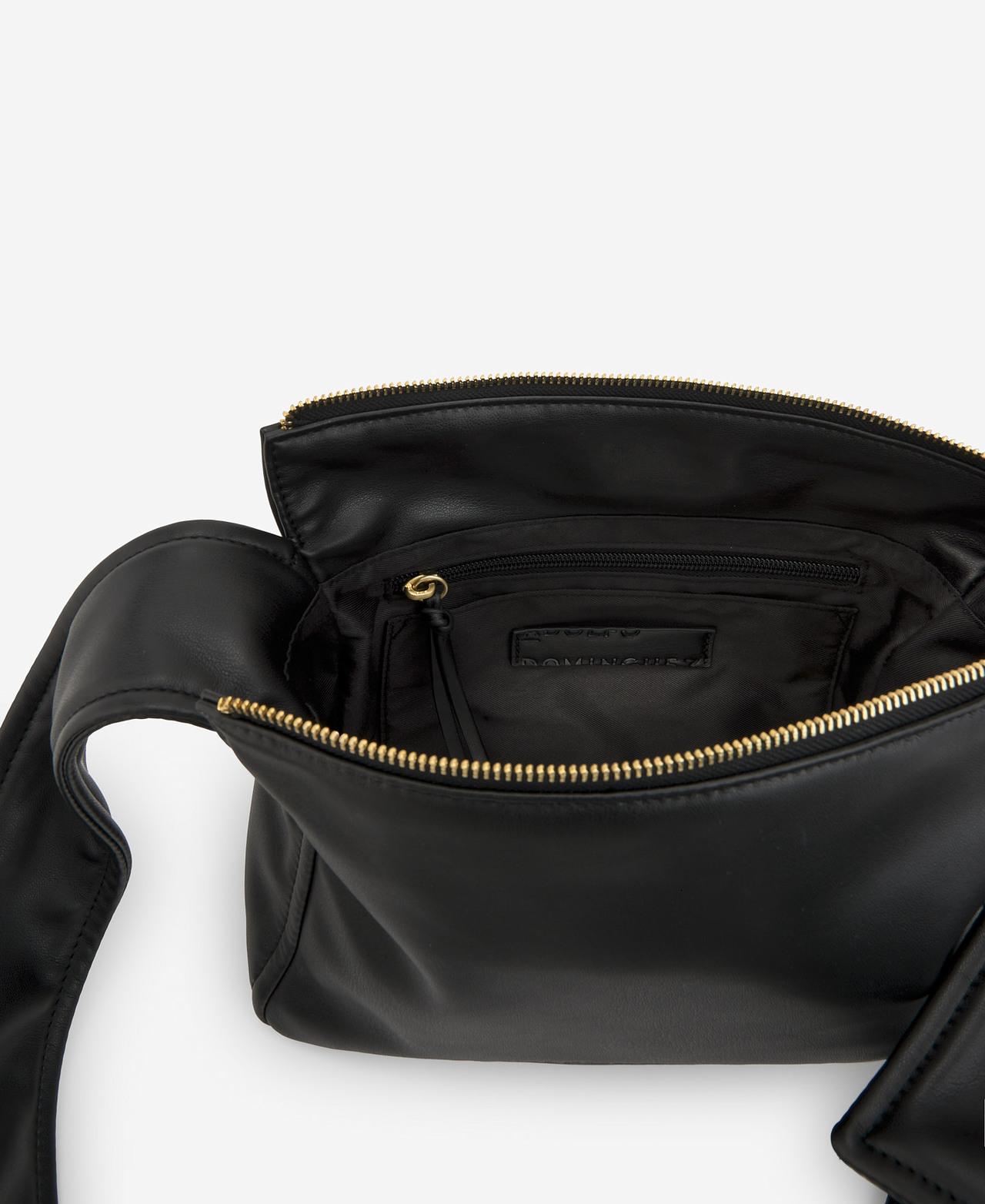Mala de Tiracolo em Textura de Napa - Preto Preto-4
