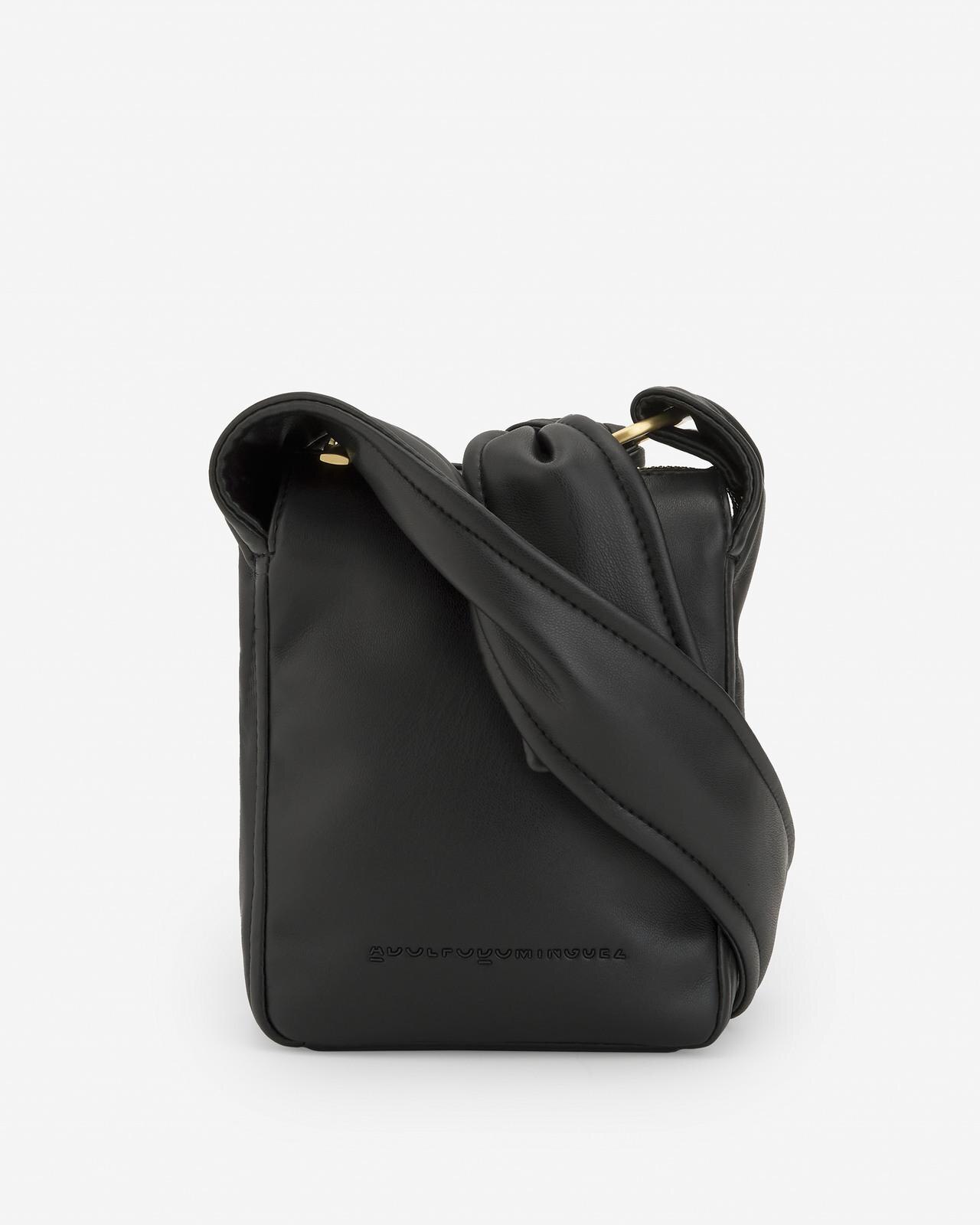 Mala de Tiracolo Tipo Mini mala em Textura de Napa - Preto Preto-1