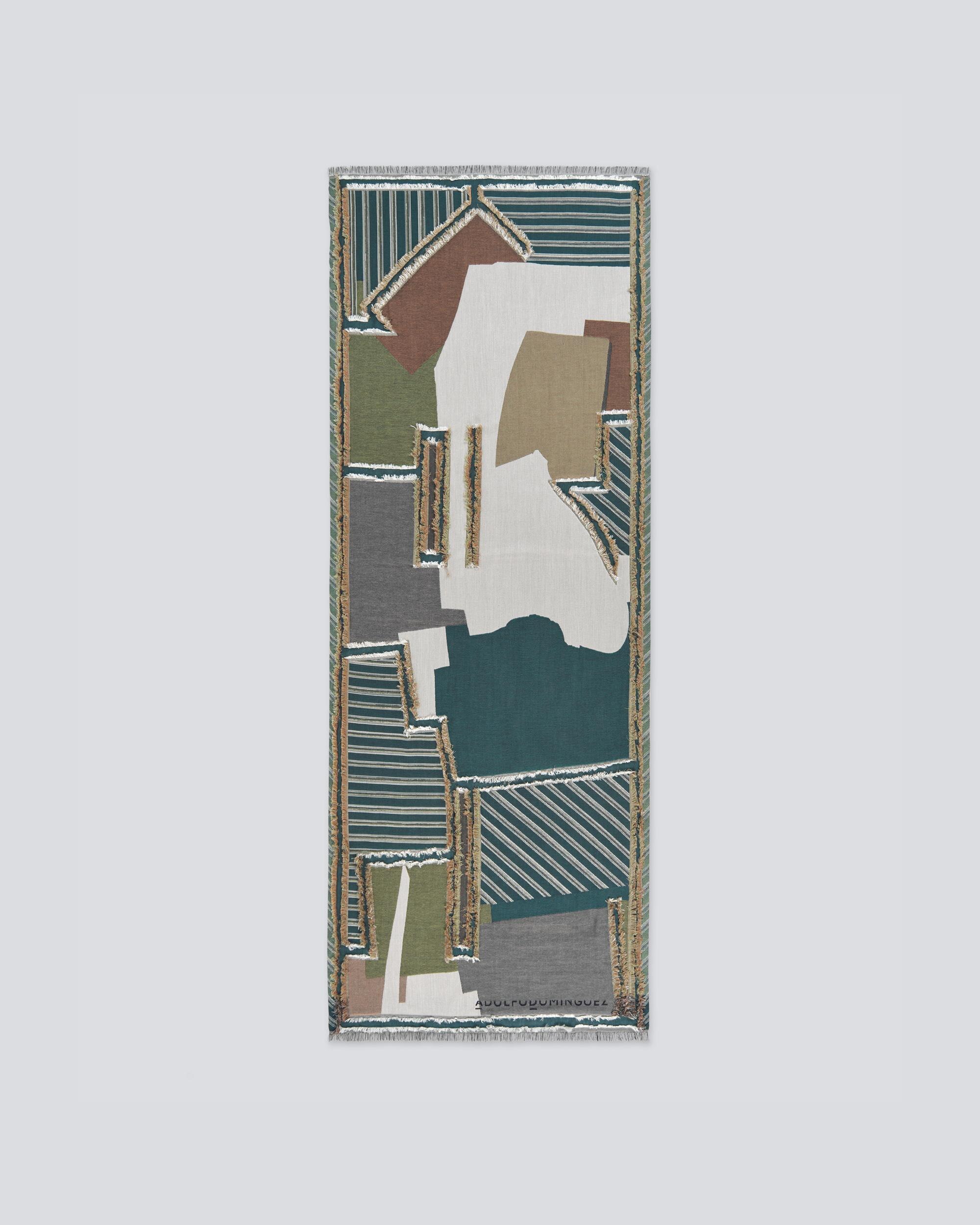 Écharpe Tipo Xaile com Estampado em Jacquard e Franja Curta Azul-marinho-1