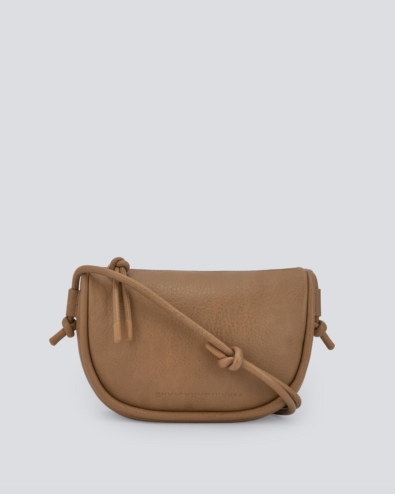 Mala de Tiracolo com Fecho de Correr de Material Reciclado Taupe-1