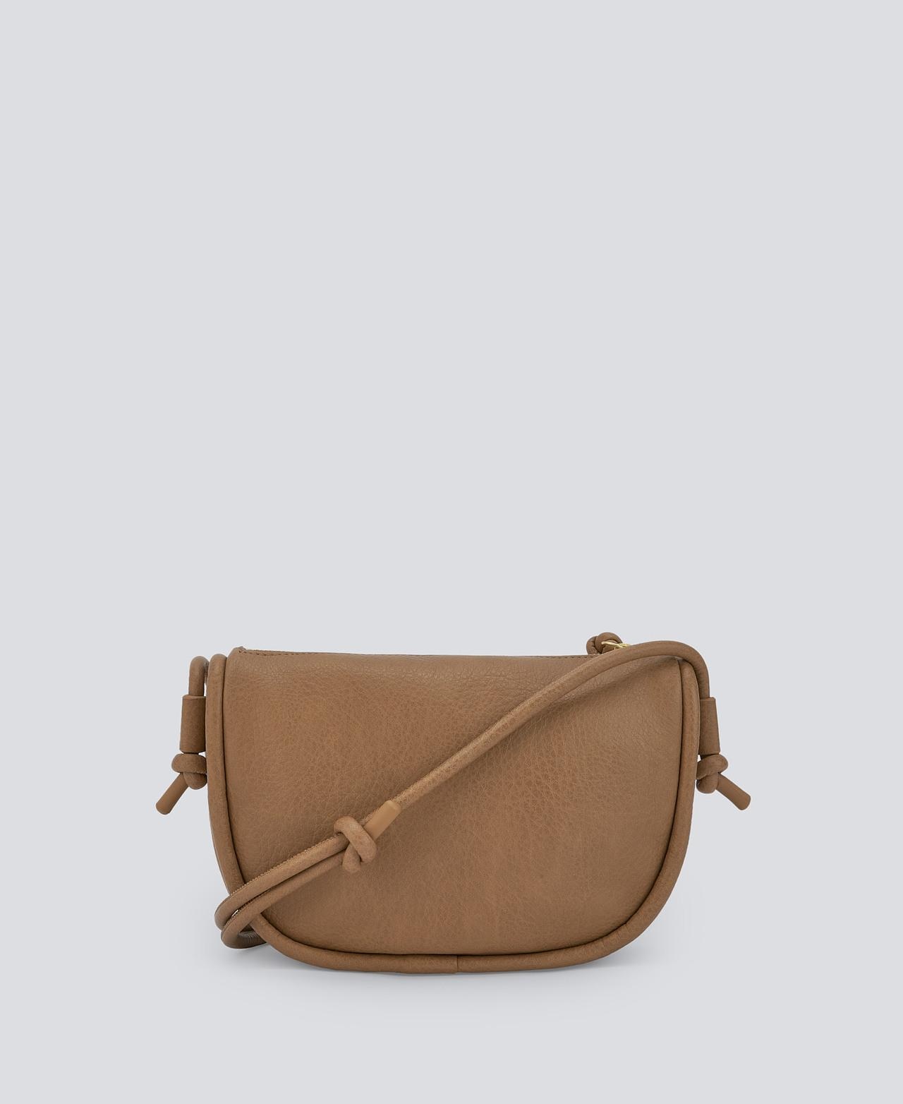 Mala de Tiracolo com Fecho de Correr de Material Reciclado Taupe-2