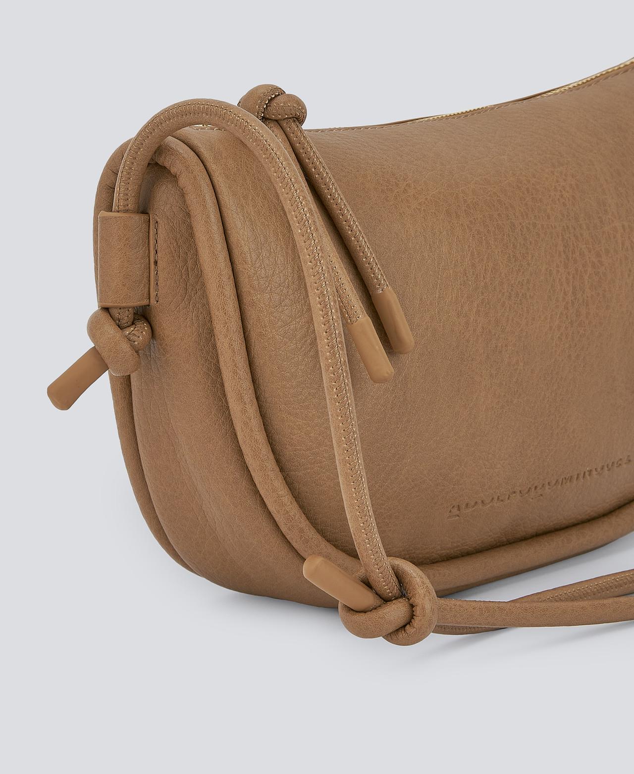 Mala de Tiracolo com Fecho de Correr de Material Reciclado Taupe-4