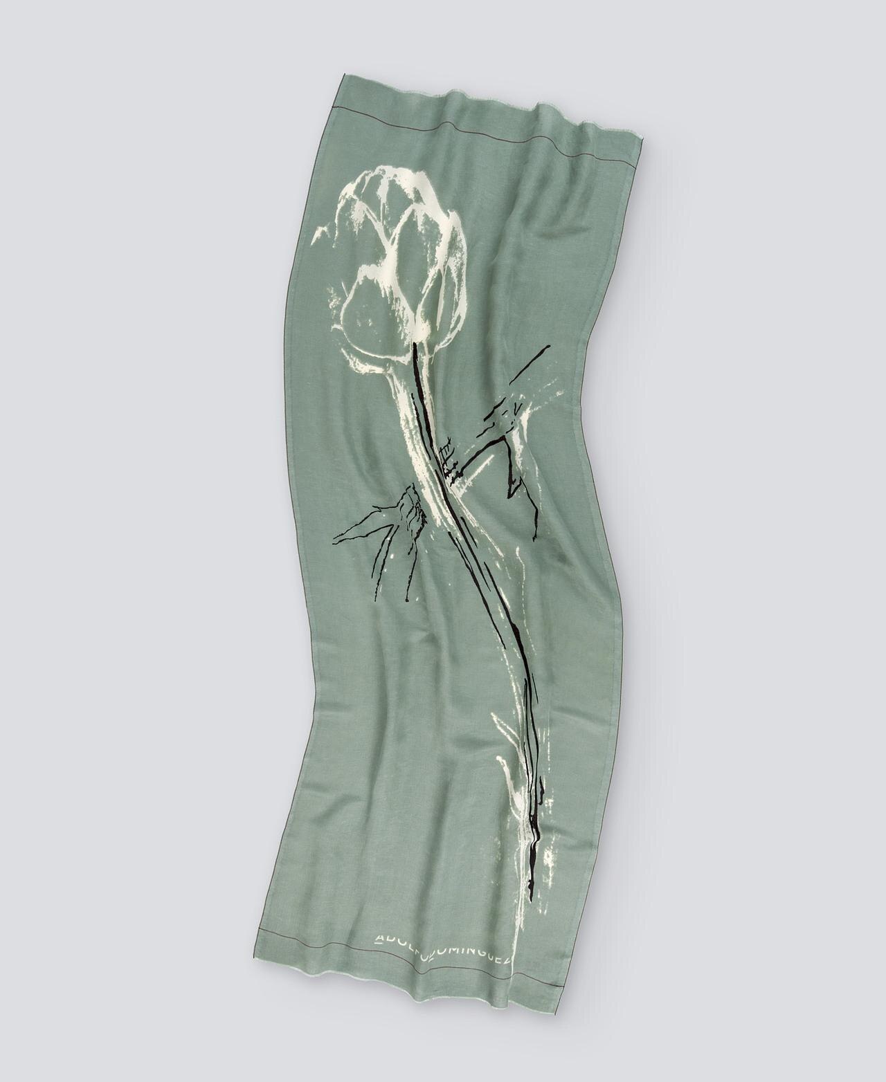 Xaile com Motivo Alcachofra e Logo Estampado Verde-2