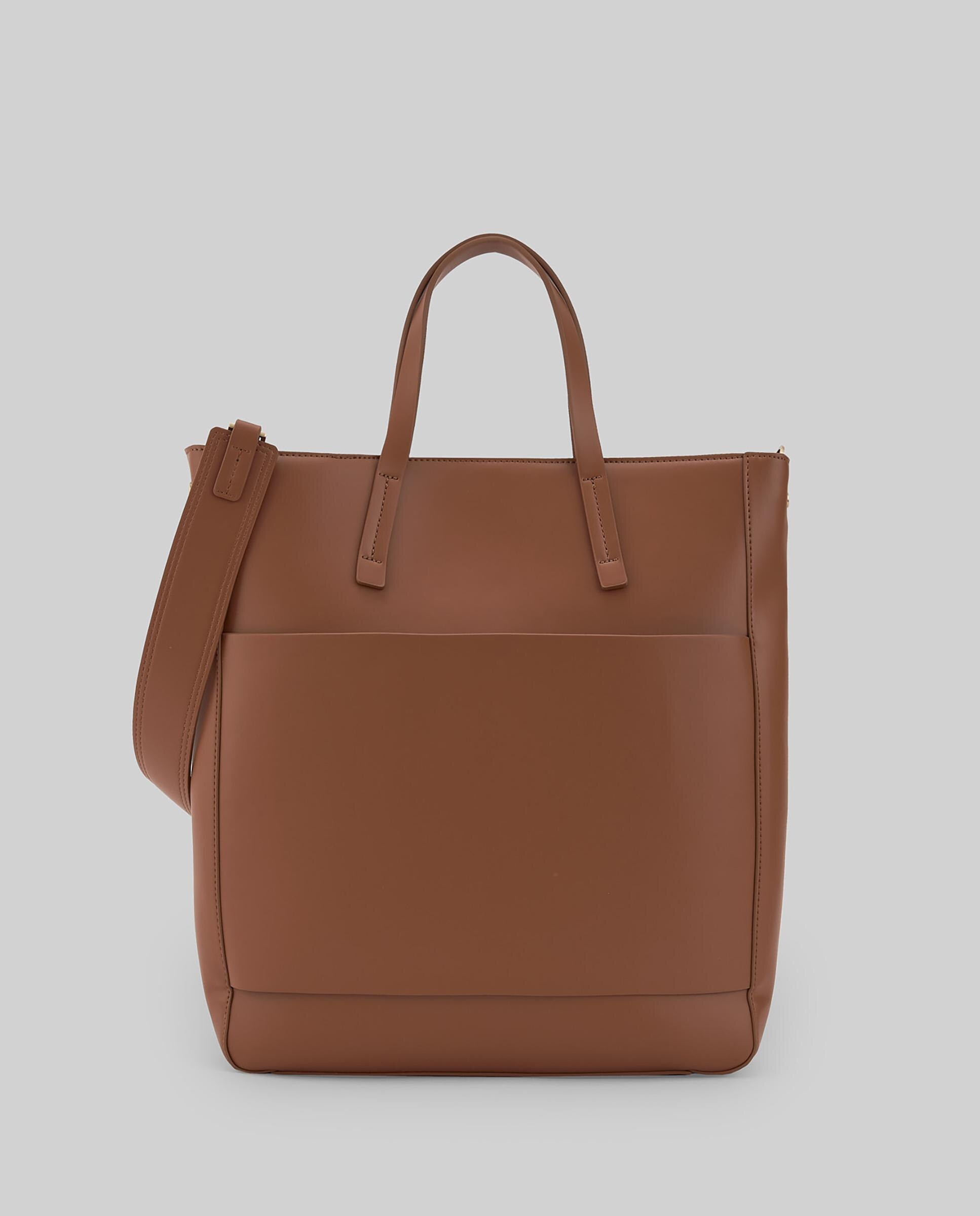 Mala de Ombro Tipo Shopper Vertical Grande Castanho-2