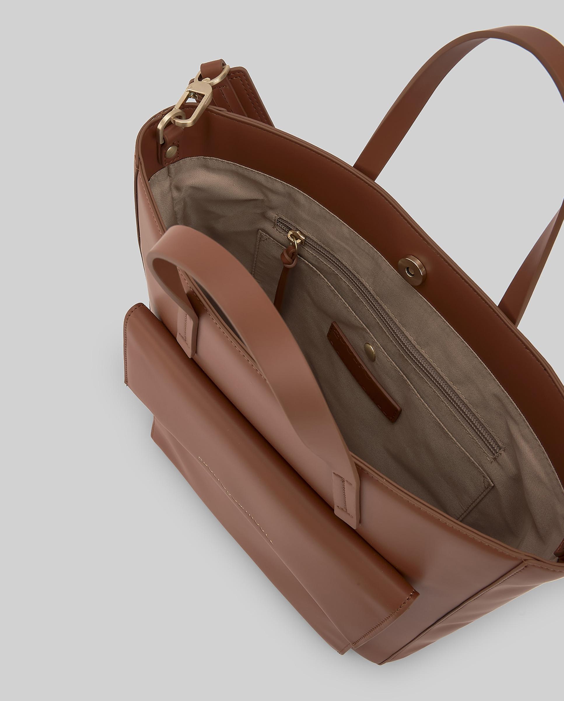 Mala de Ombro Tipo Shopper Vertical Grande Castanho-4
