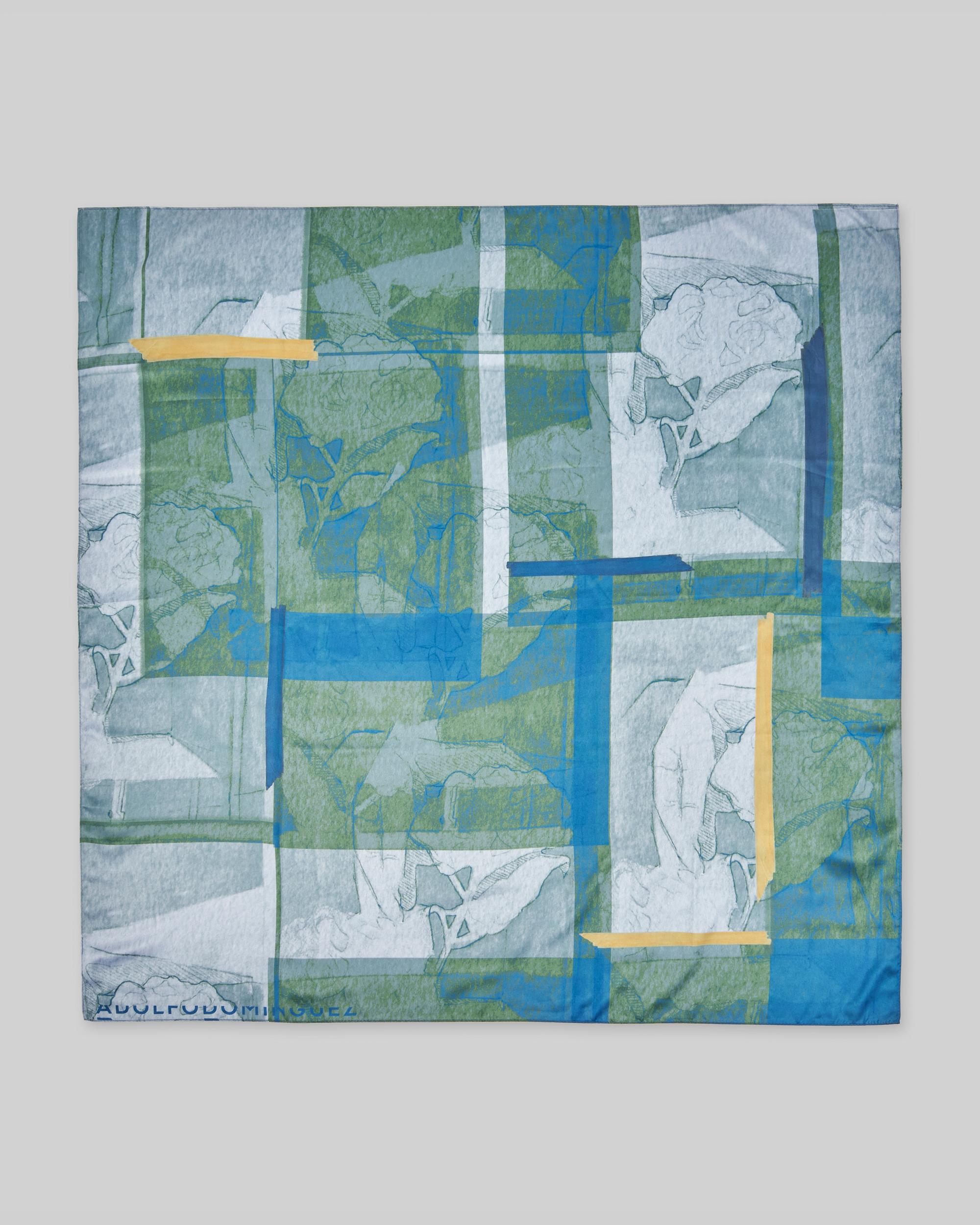 Écharpe Média Estampada Azul / Verde-1