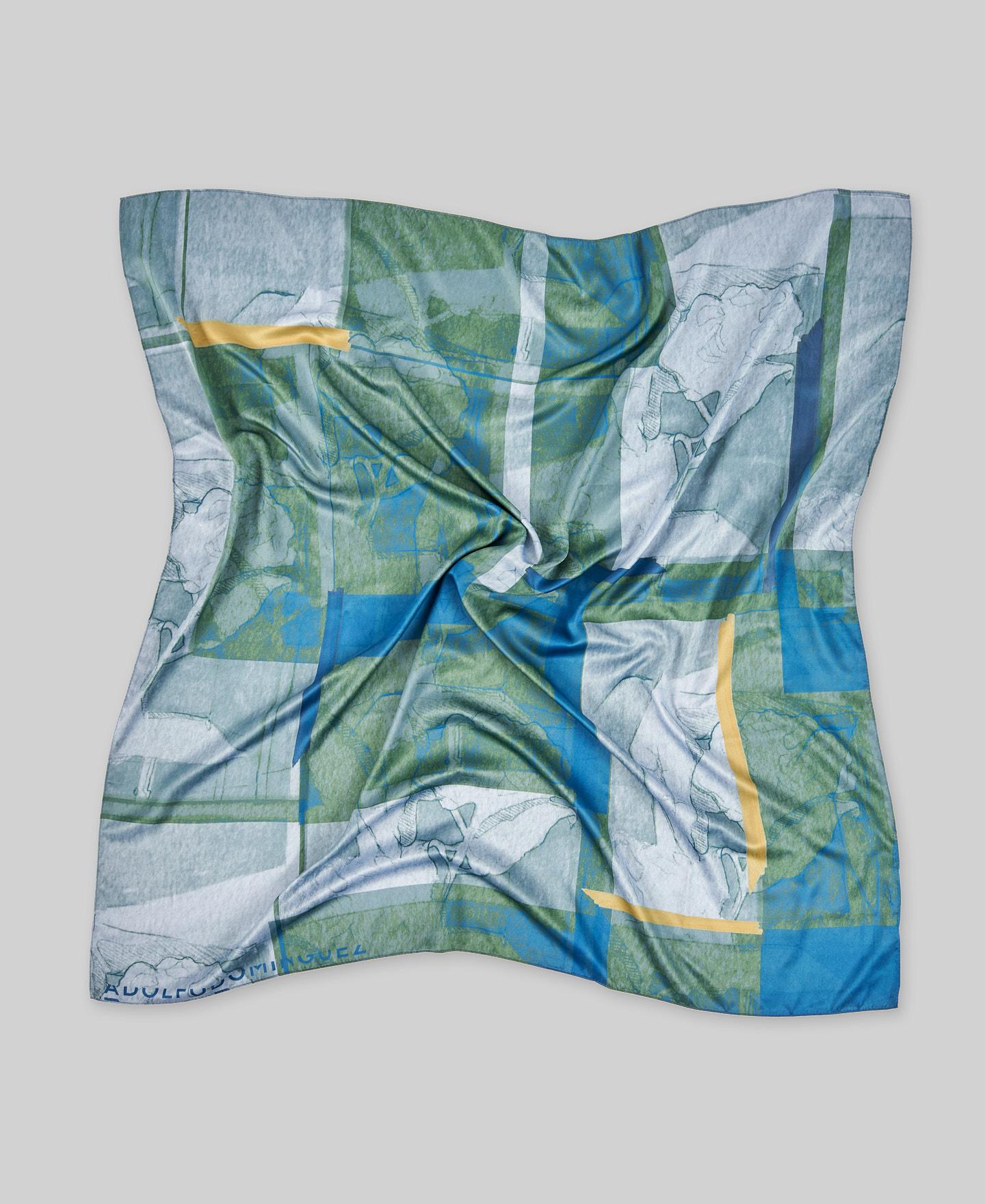 Écharpe Média Estampada Azul / Verde-2