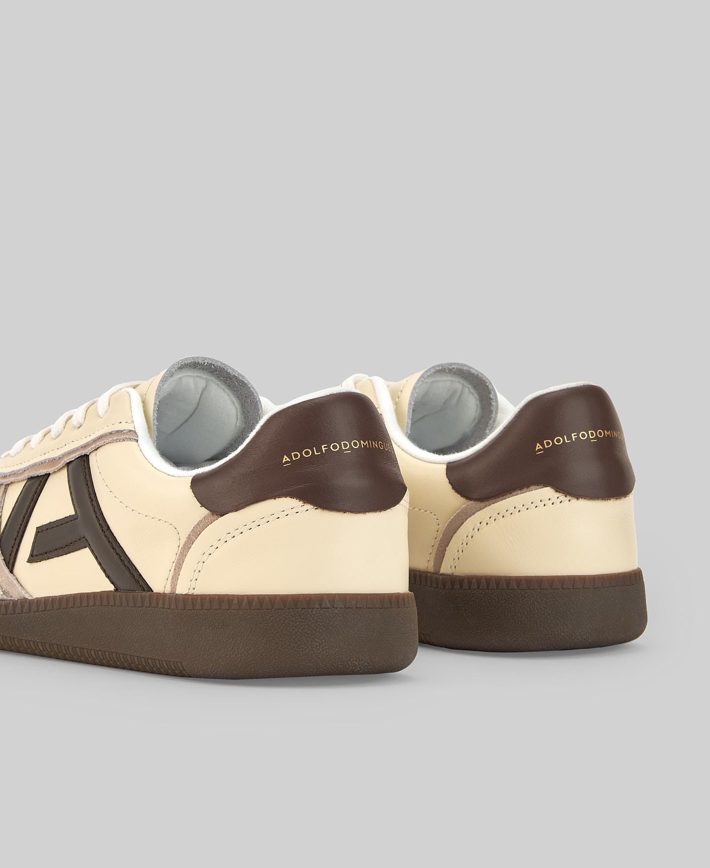 Sapatilhas Desportivas de Pele e Camurça Maxi Logo Bege / Castanho-3
