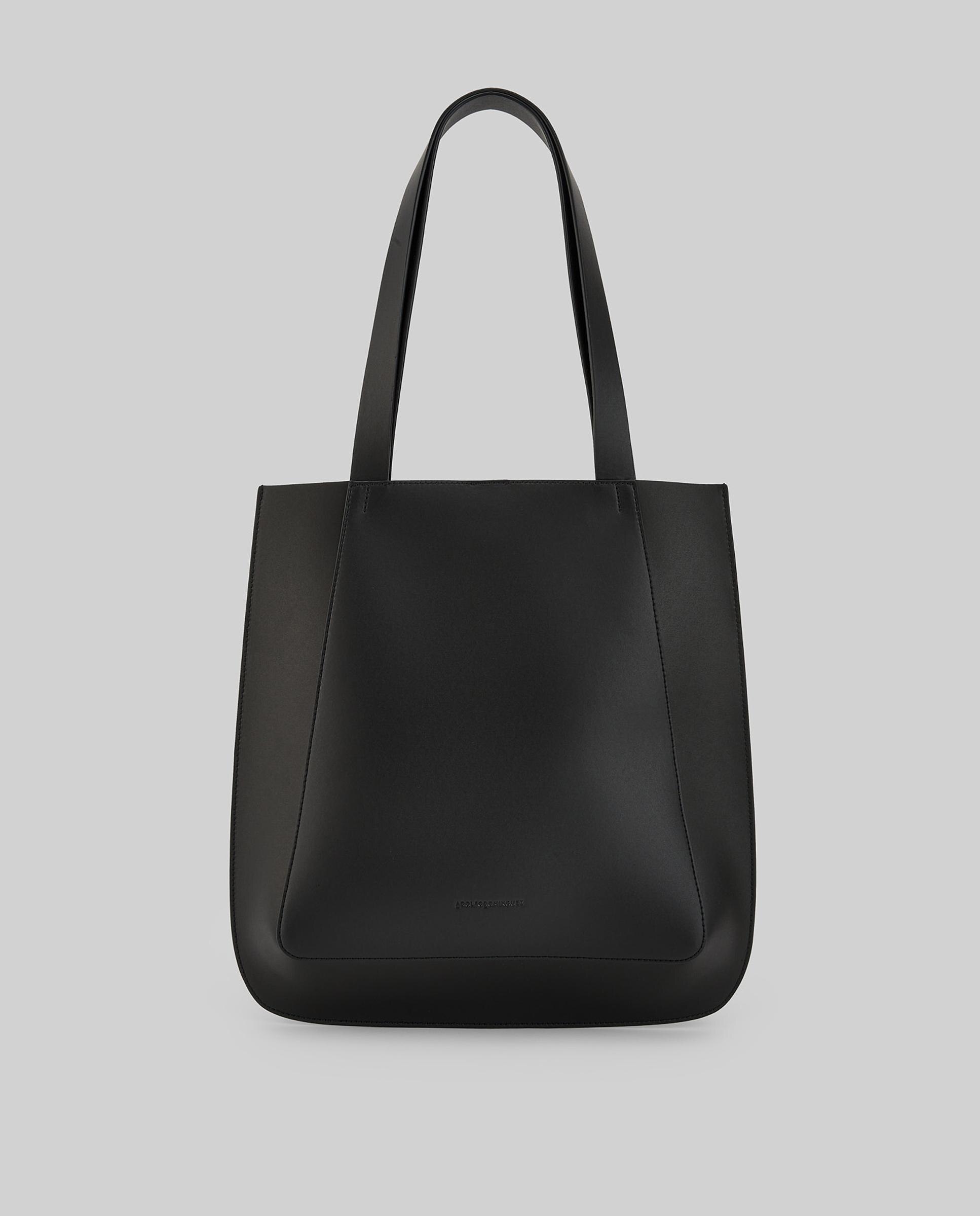 Mala de Ombro Tipo Shopper em Pele Vaqueta Preto-1
