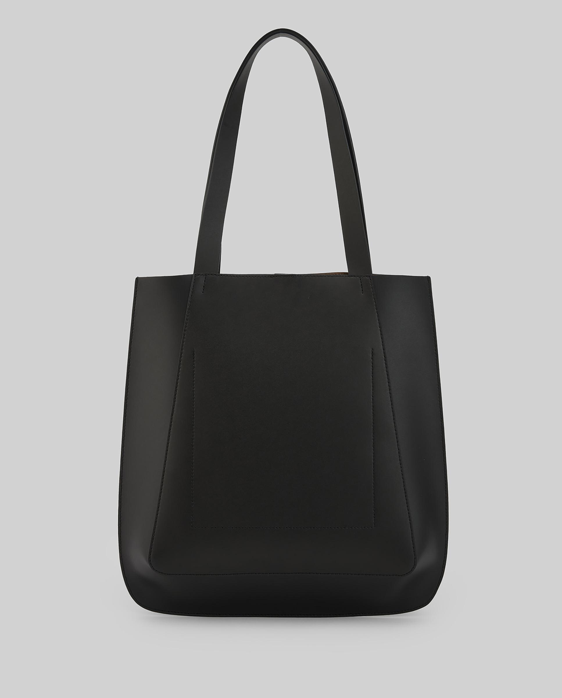 Mala de Ombro Tipo Shopper em Pele Vaqueta Preto-2