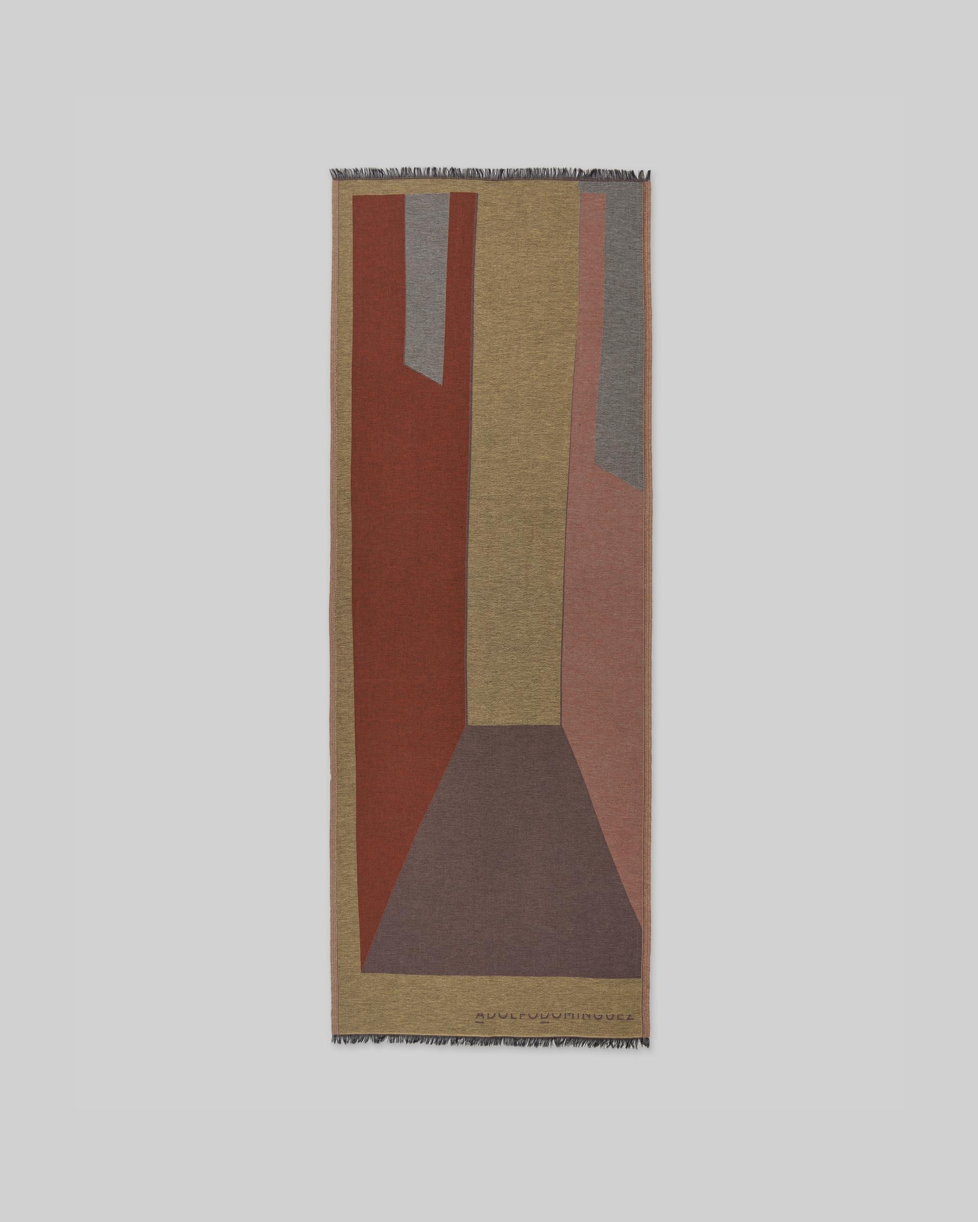 Xaile Jacquard com Estampado Geométrico Castanho / Laranja-1