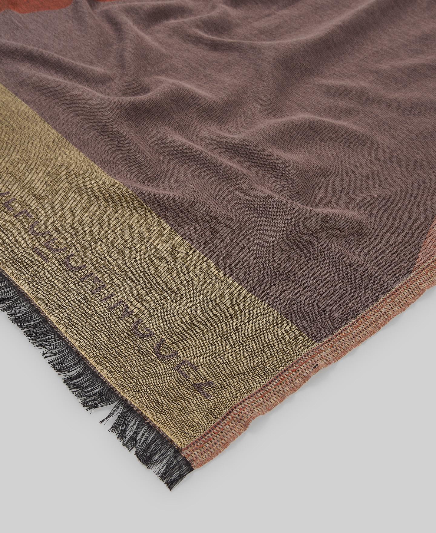 Xaile Jacquard com Estampado Geométrico Castanho / Laranja-3
