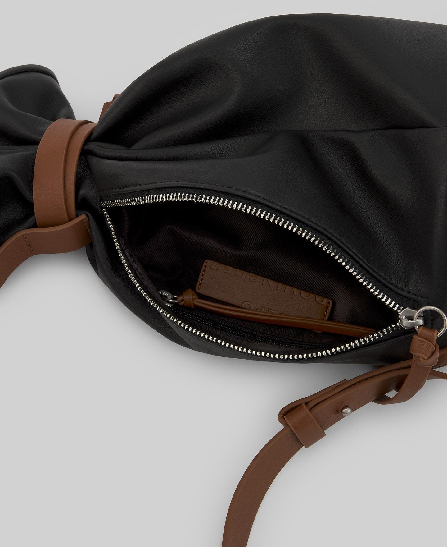 Mochila Tipo Macuto Pequeno de Pele Não Pele Preto-4