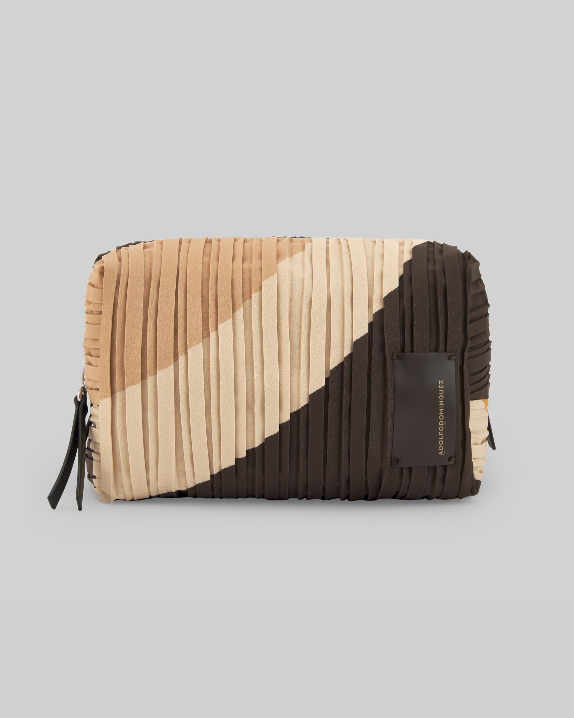 Necessaire Estampado em Crinkle Bege / Castanho-1