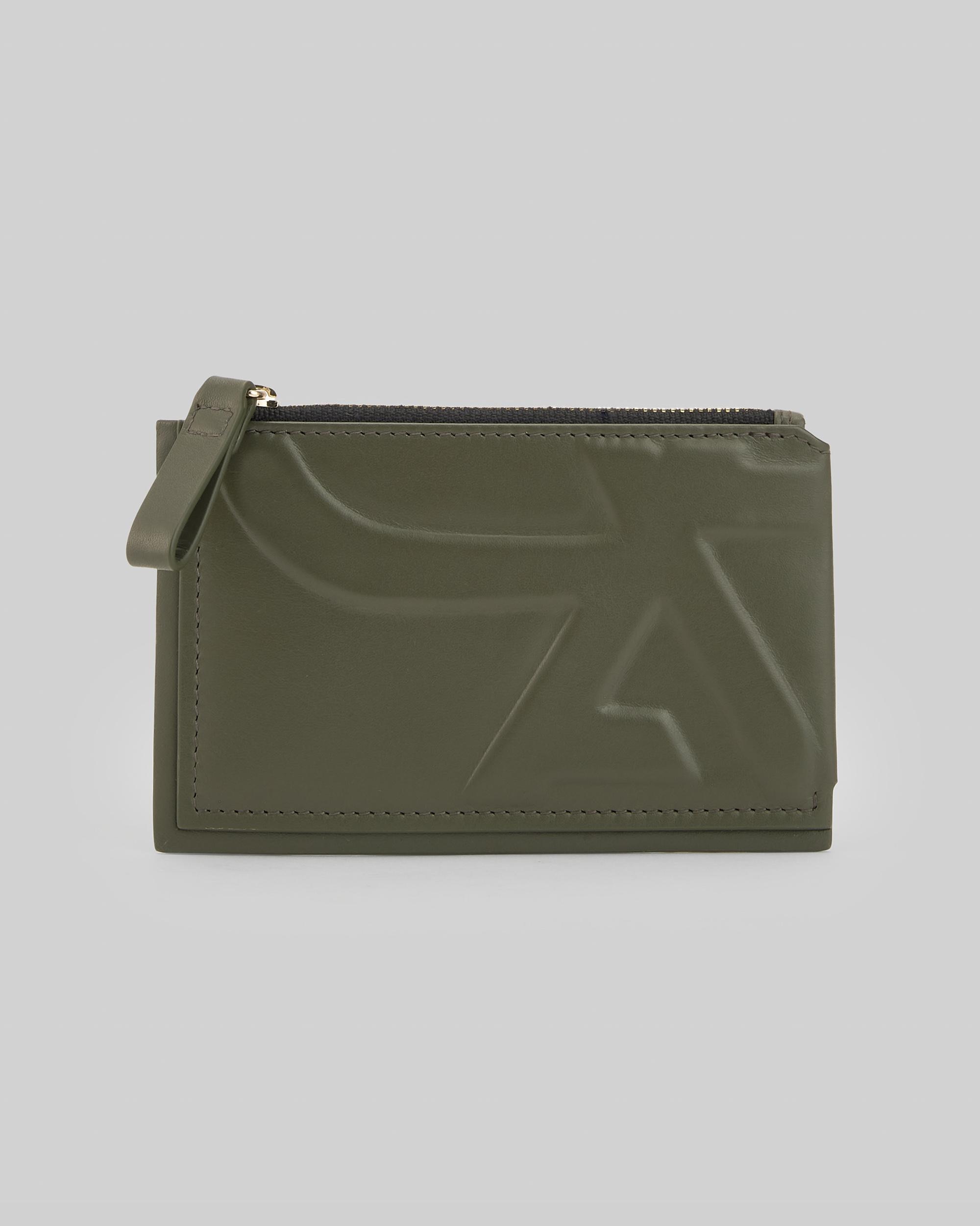 Porta-moedas de Pele com Maxi Logo Verde-escuro-1