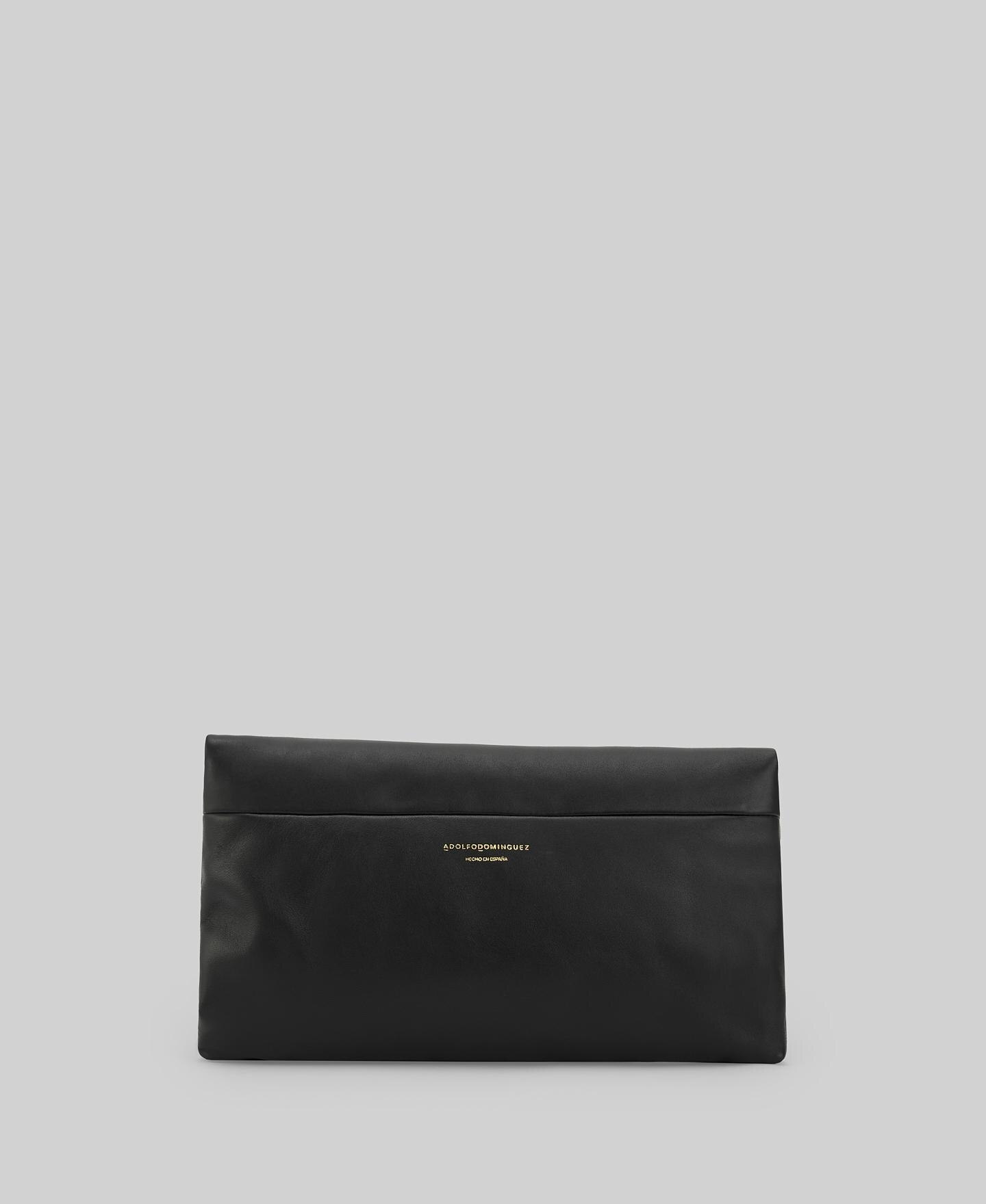 Mala de Festa Tipo Clutch de Pele Fabricada em Espanha Preto-2