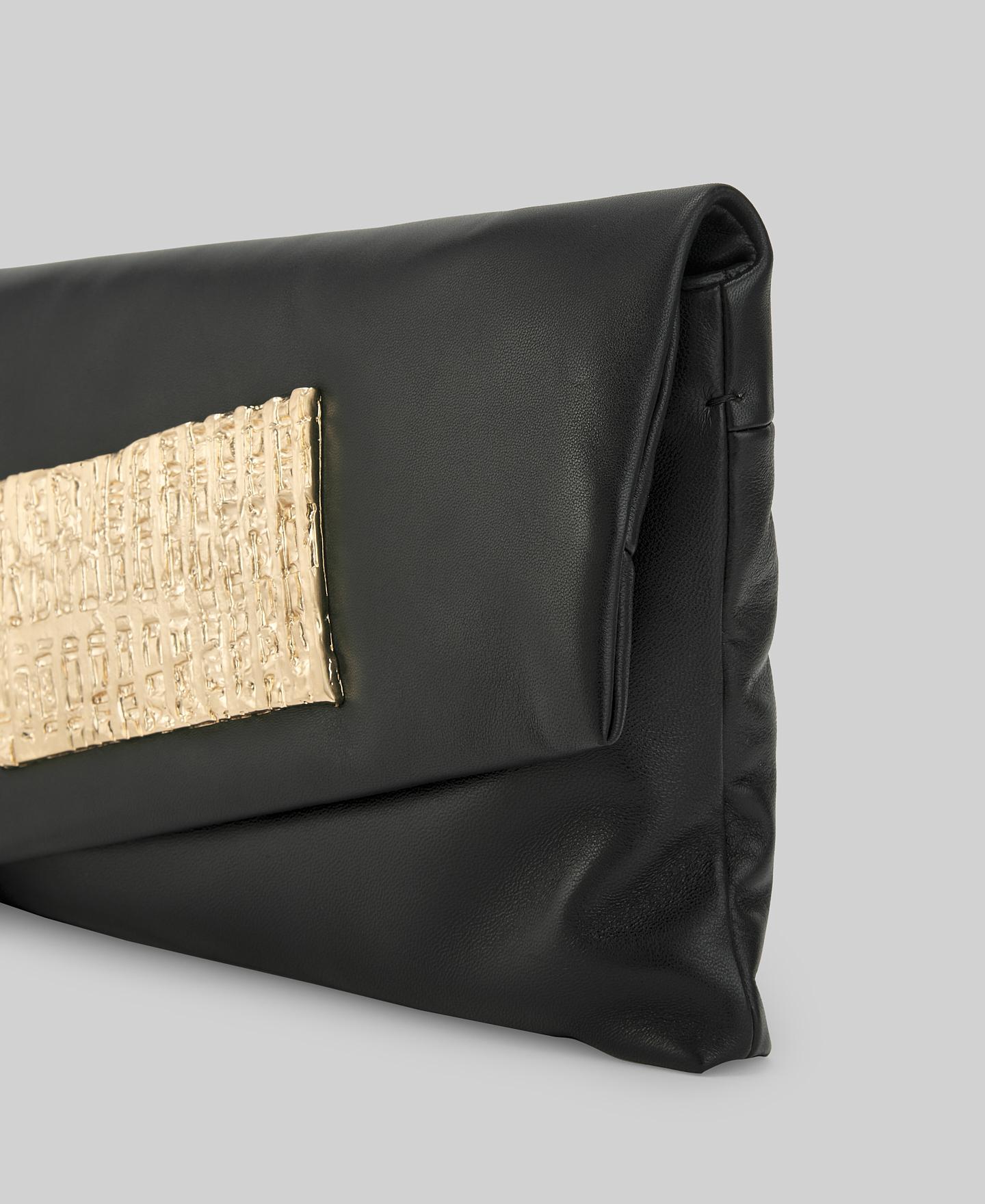 Mala de Festa Tipo Clutch de Pele Fabricada em Espanha Preto-3