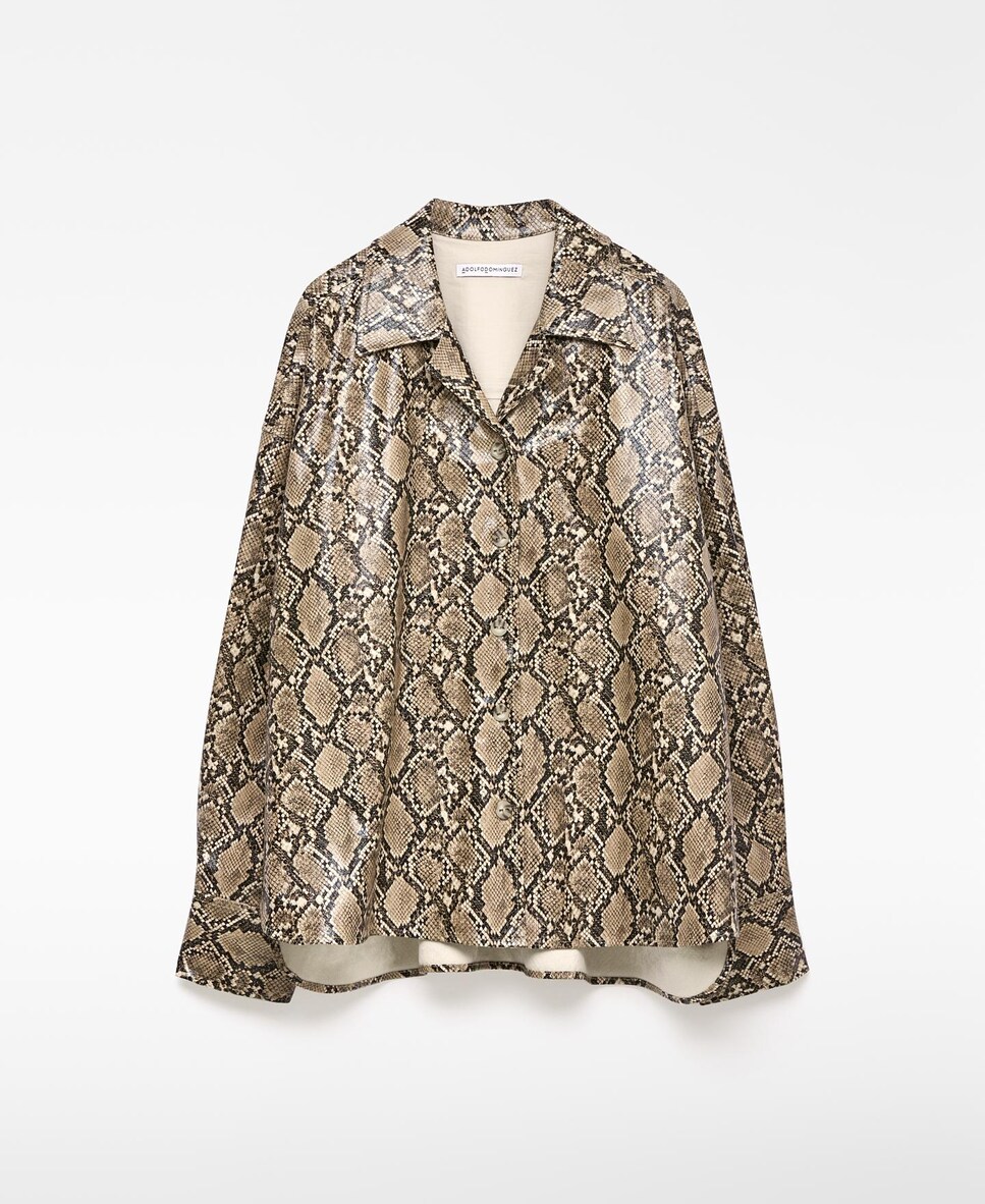 Sobrecamisa de Manga Comprida Animal Print Castanho-5
