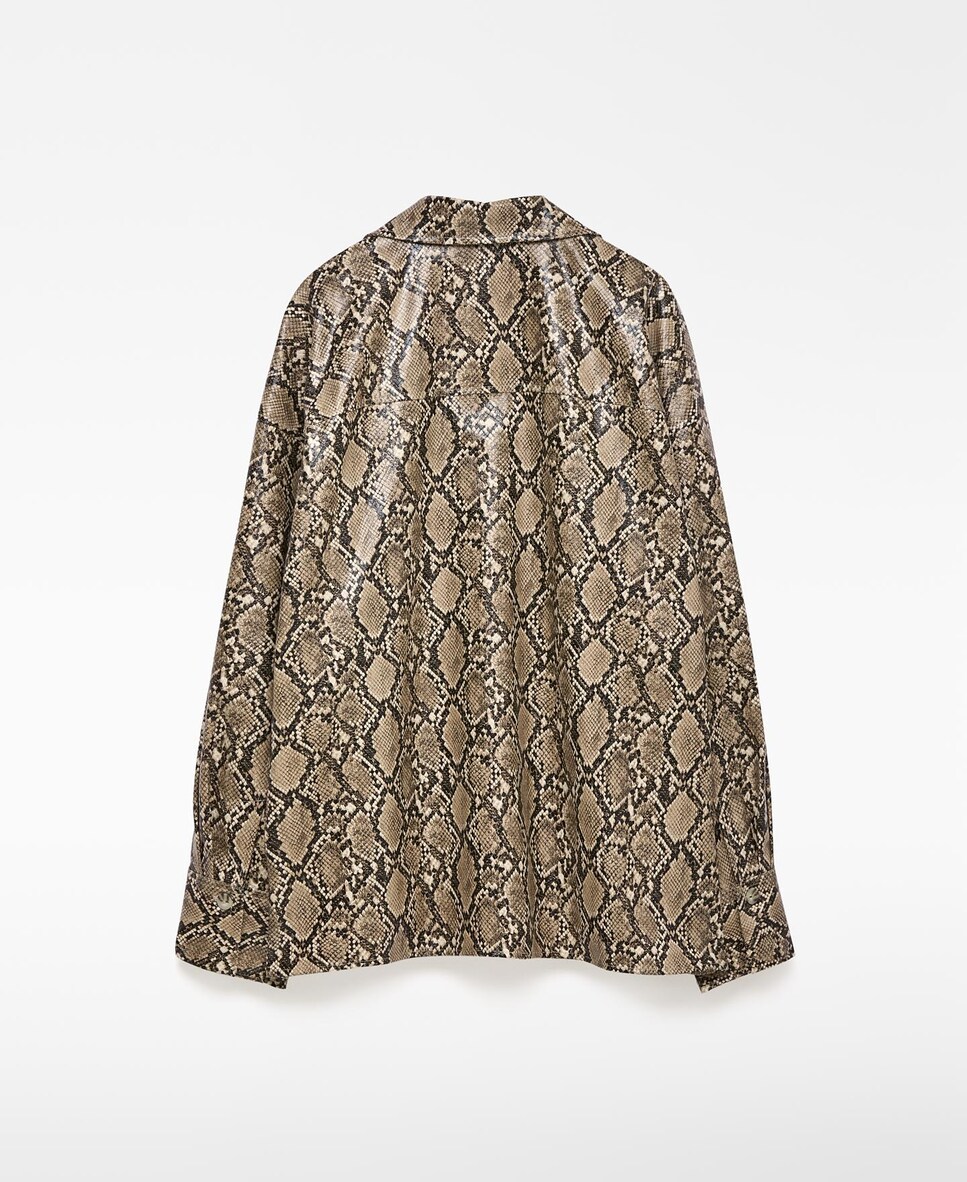 Sobrecamisa de Manga Comprida Animal Print Castanho-6