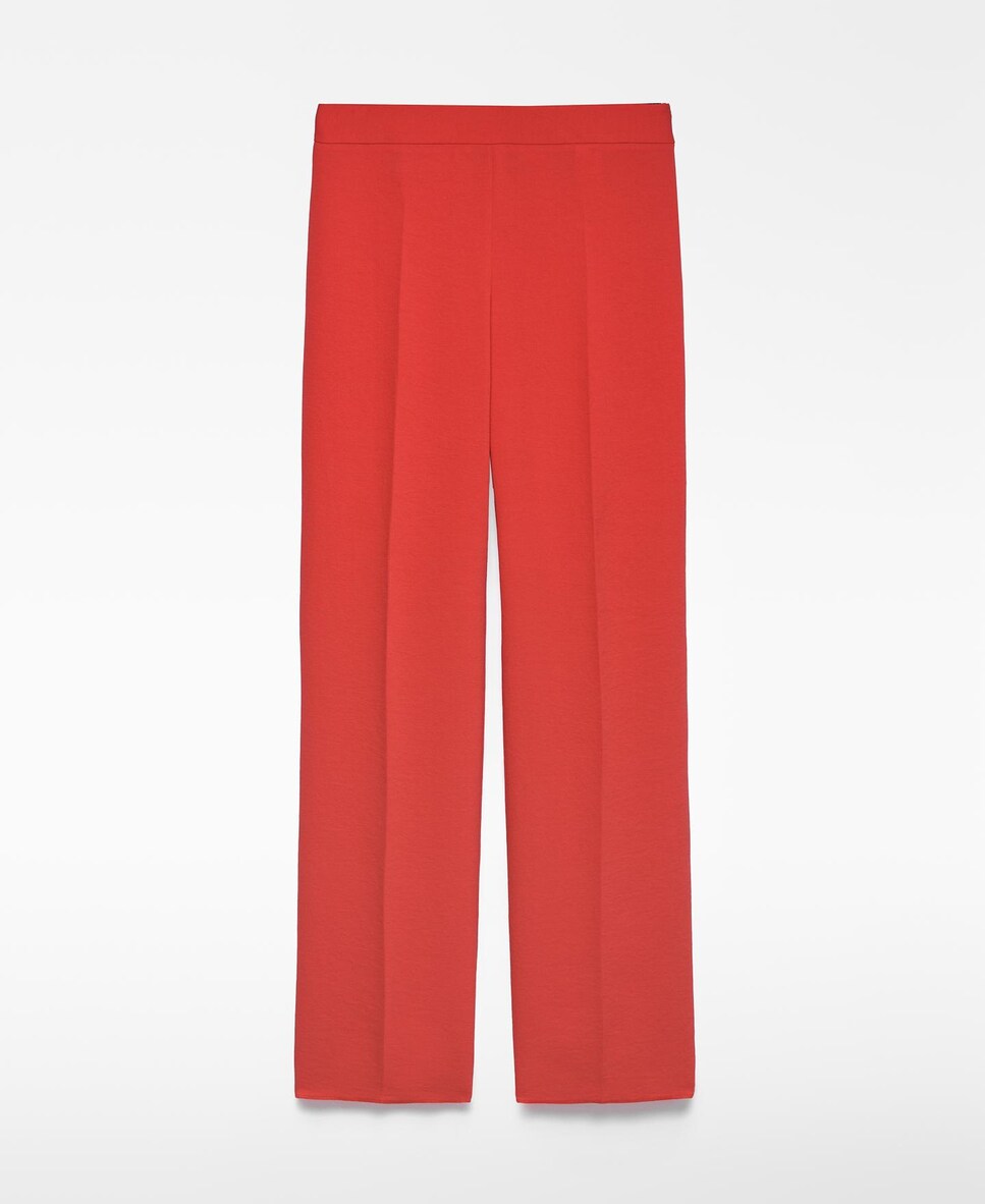 Calças com Corte a Direito em Vermelho com Fecho de Correr Vermelho-4