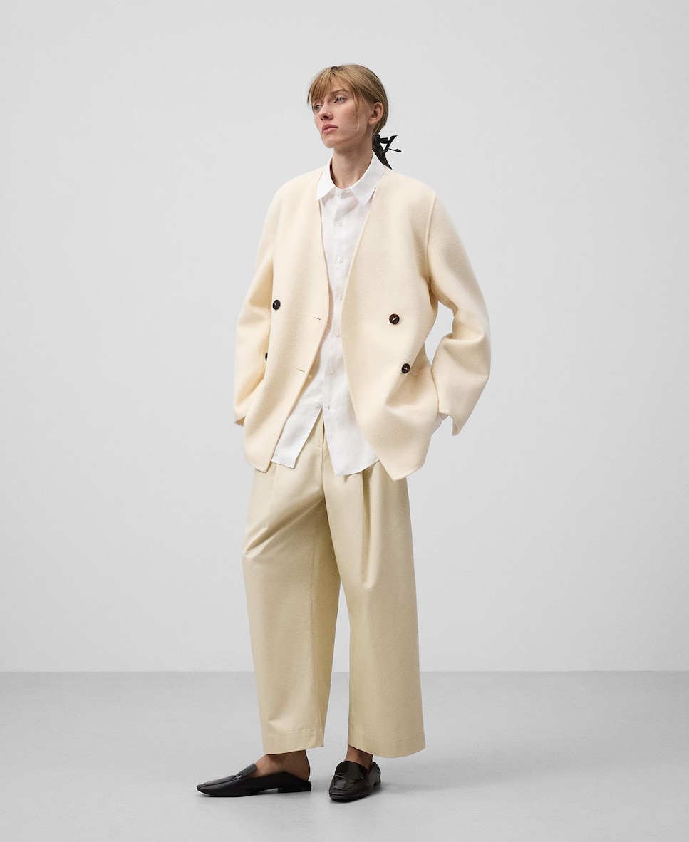 Blazer com Lã Merino em Bege Bege-2