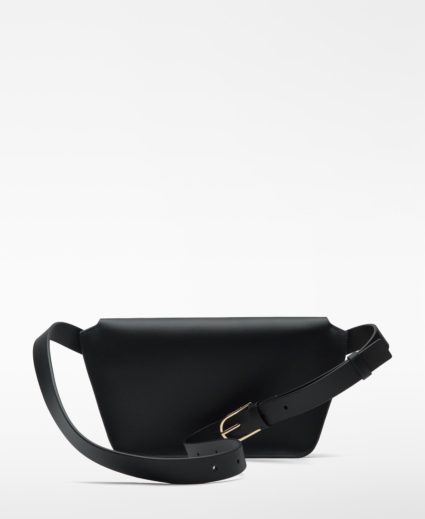 Bolsa de Cintura com Fecho de Aba e Alça Ajustável Preto-2