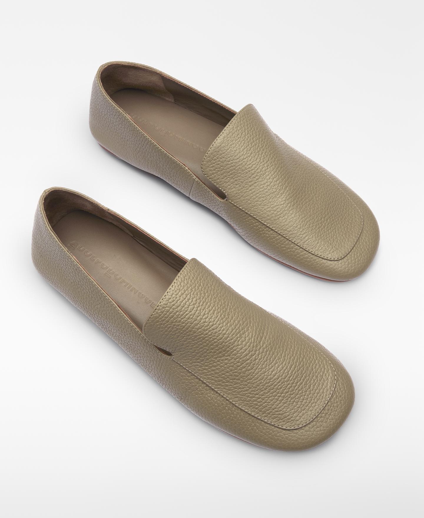 Mocassins Tipo Chinelos em Pele Bege-2