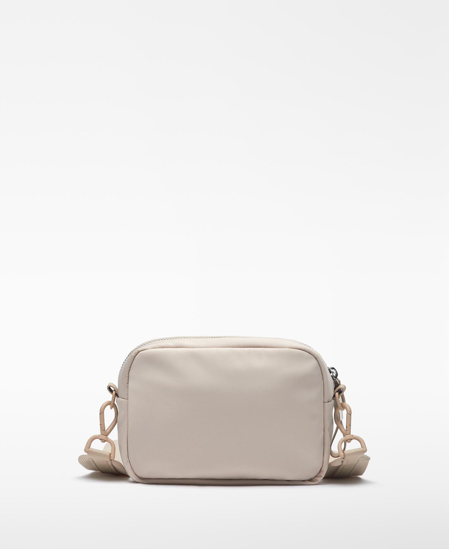 Mala a Tiracolo Pequena com Fecho Zip Bege-2