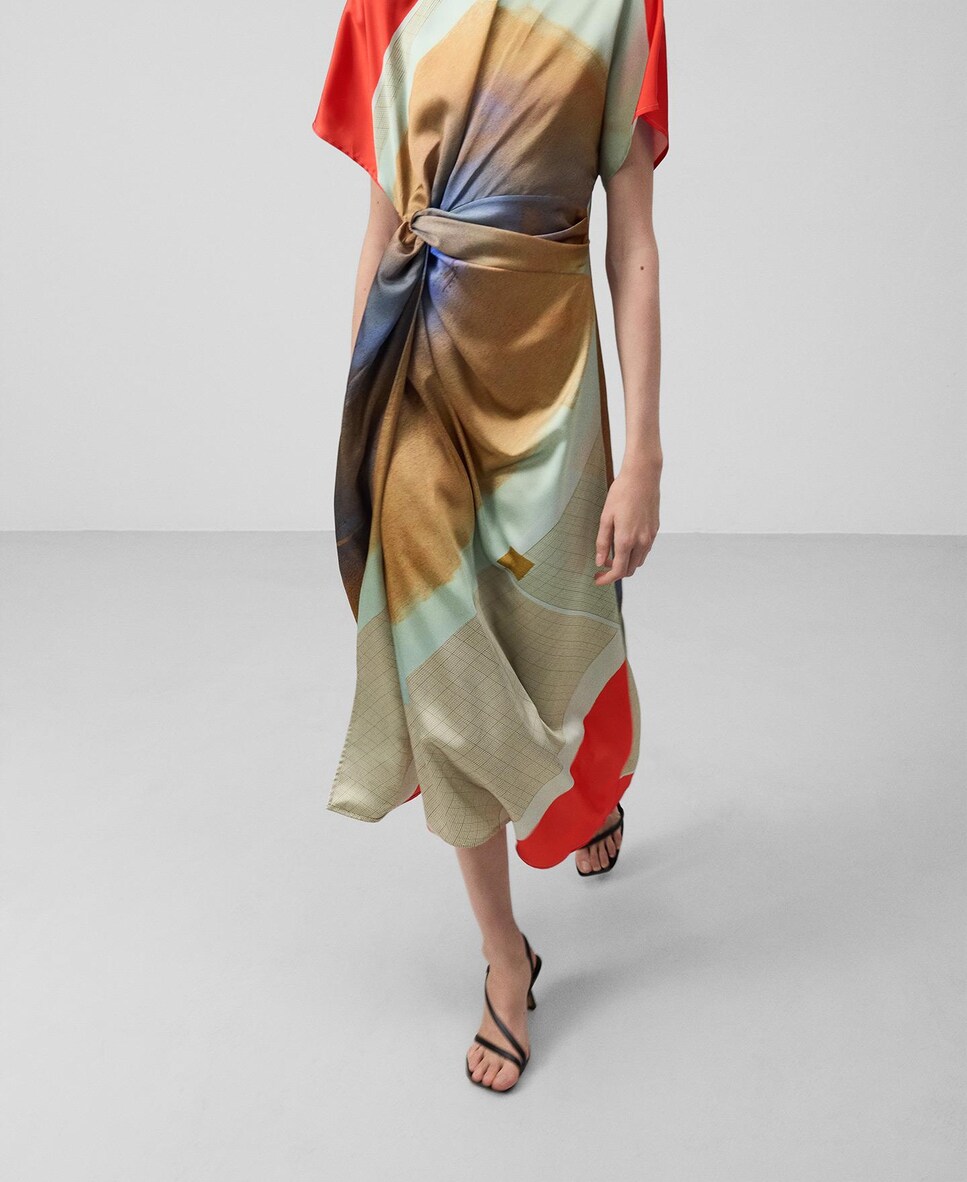 Vestido Midi com Estampado Amarelo-3