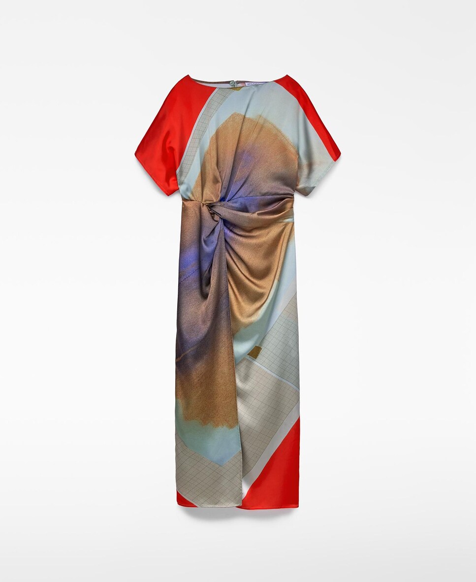 Vestido Midi com Estampado Amarelo-4