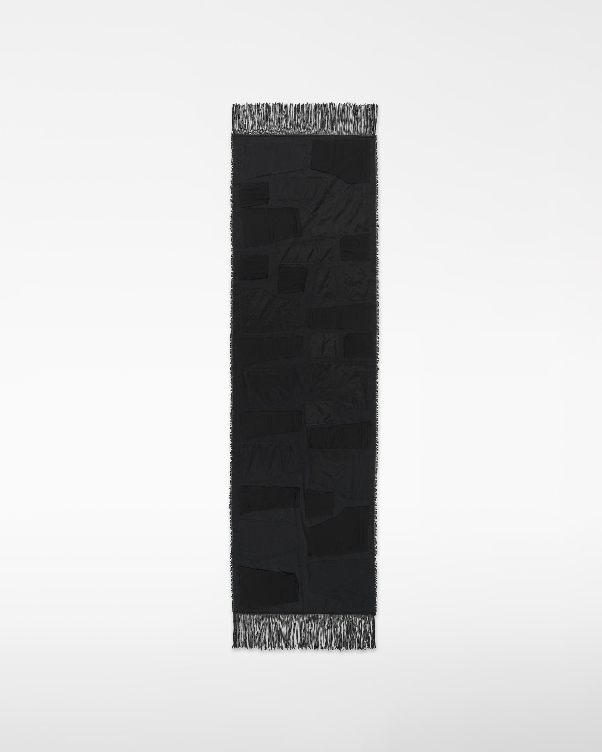 Xaile Patchwork com Acabamento em Franjas Preto-1