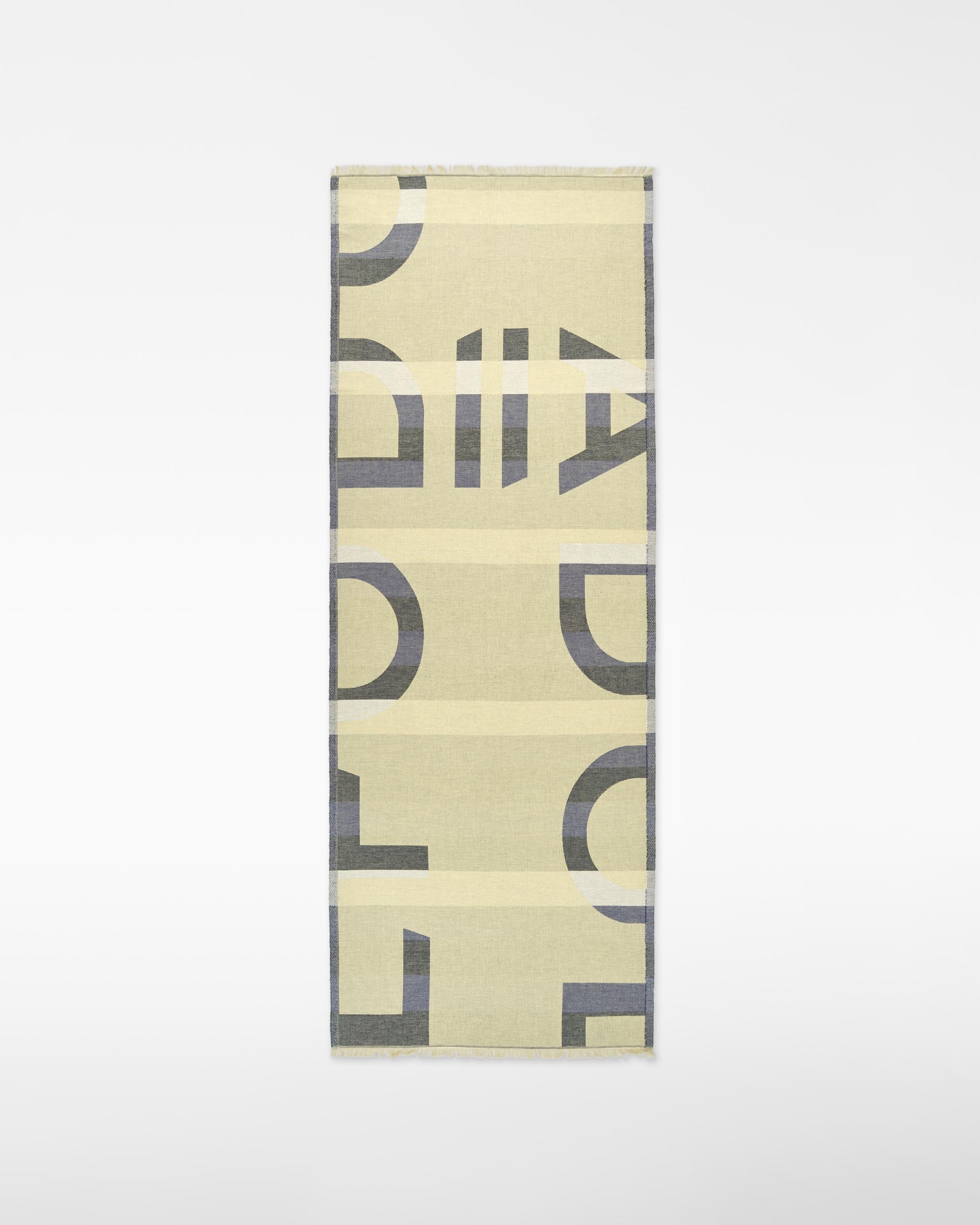 Xaile em Jacquard e Maxi Logo Às Riscas Bege-1