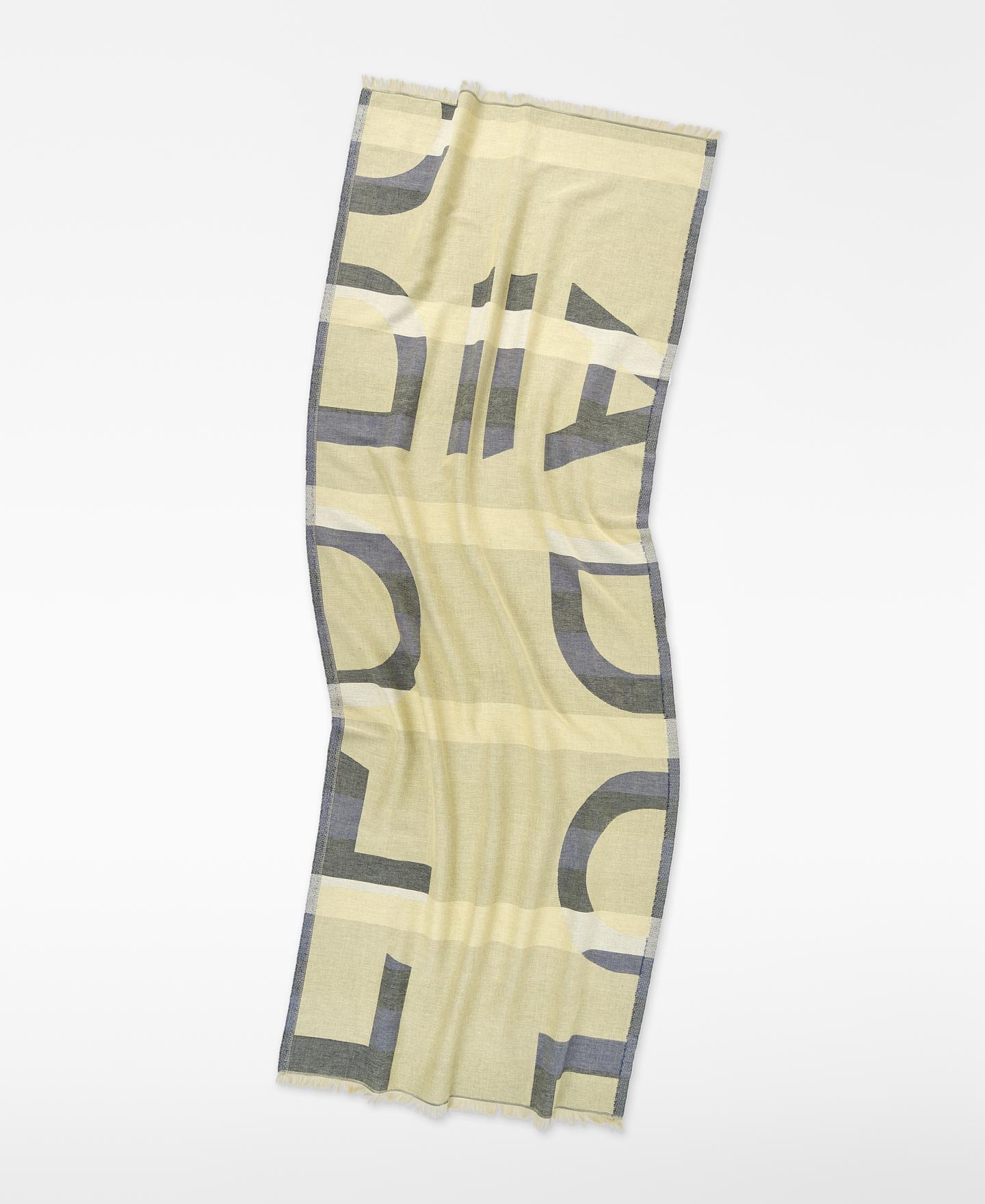 Xaile em Jacquard e Maxi Logo Às Riscas Bege-2