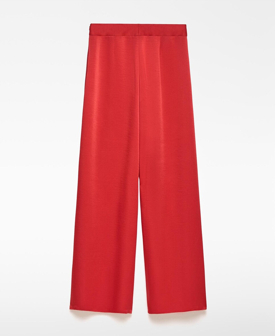 Calças Largas com Fecho Lateral Vermelho-6
