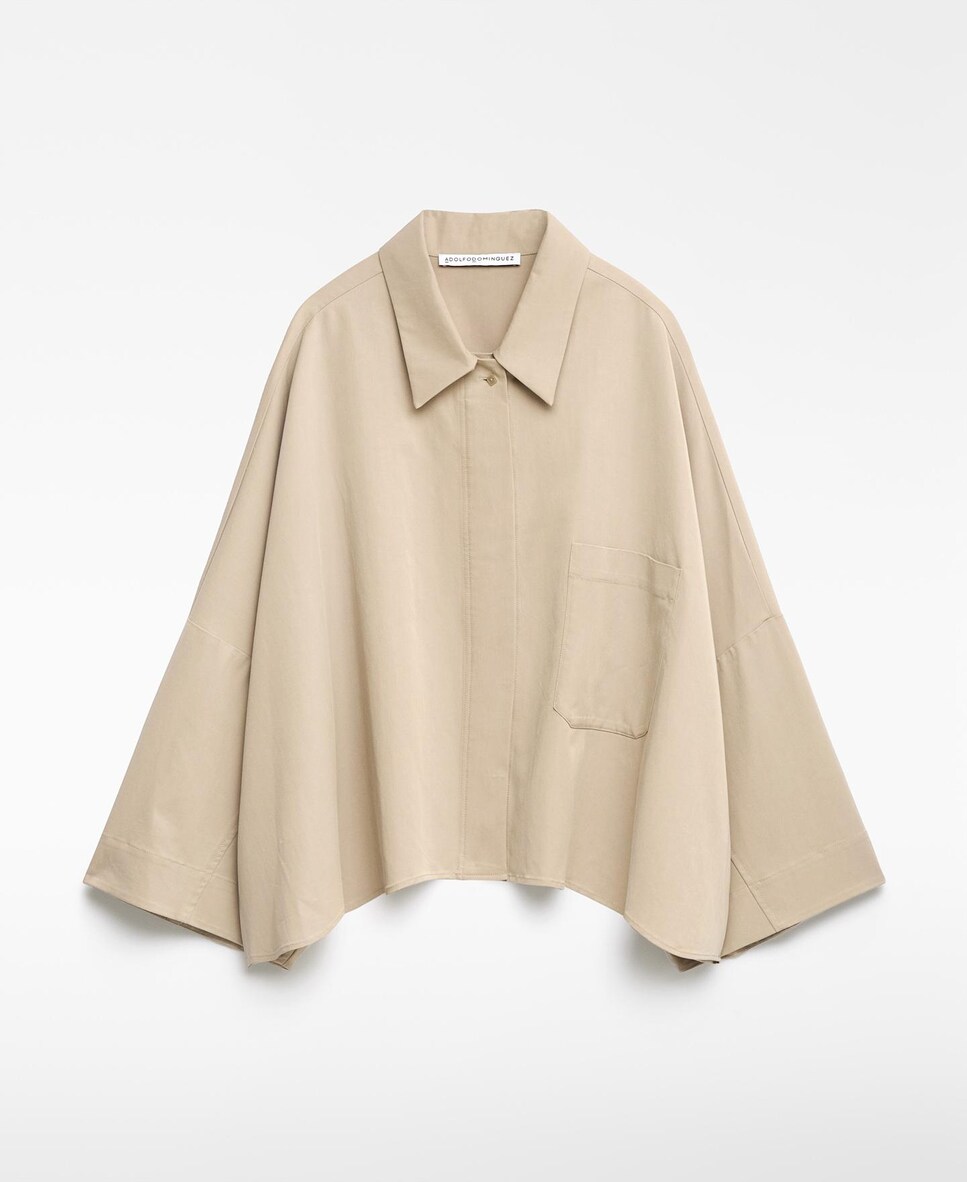 Camisa Ampla com Linha Quadrada Pedra-5