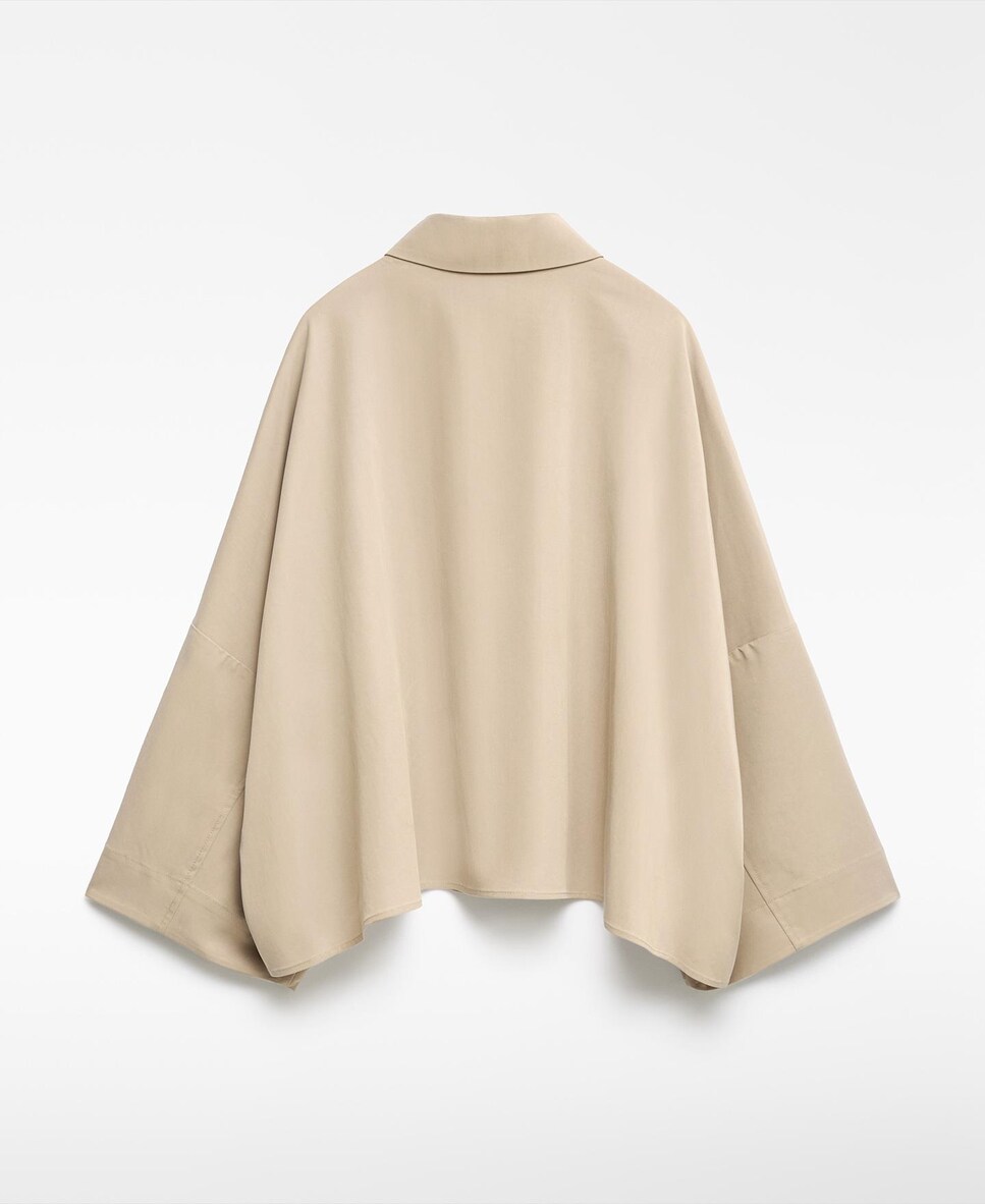 Camisa Ampla com Linha Quadrada Pedra-6