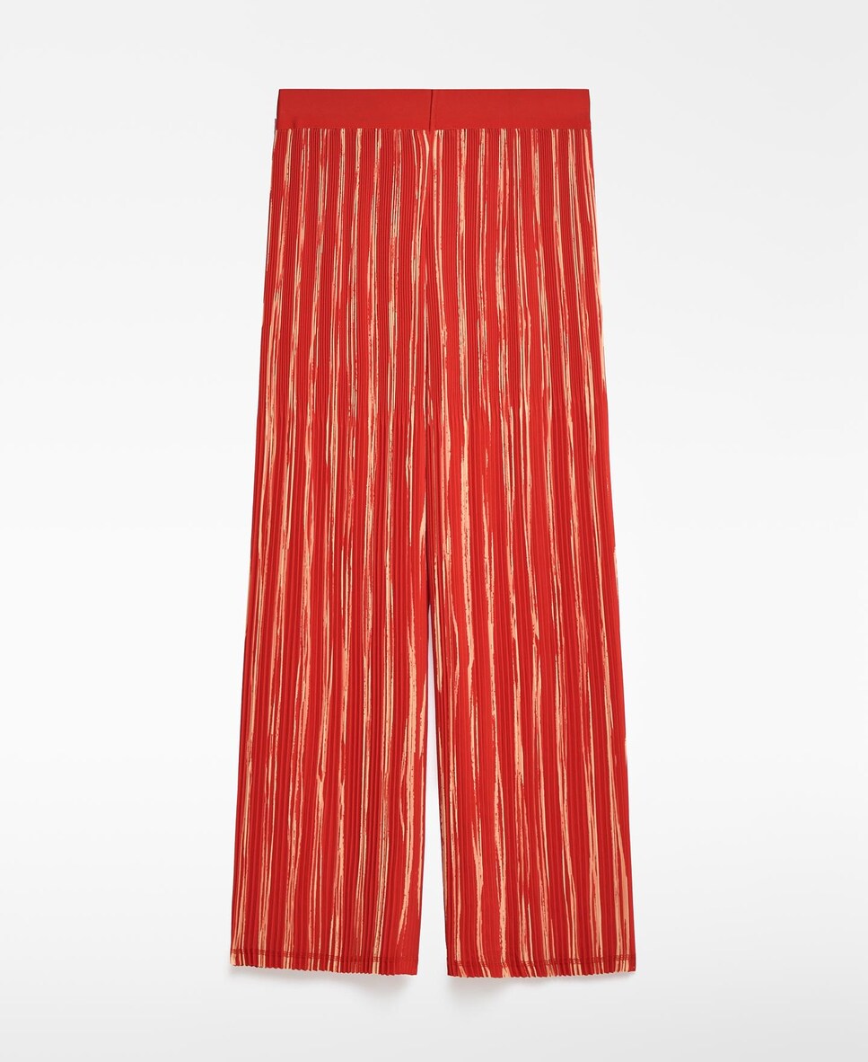 Calças Largas em Crinkle Estampado Vermelho-6