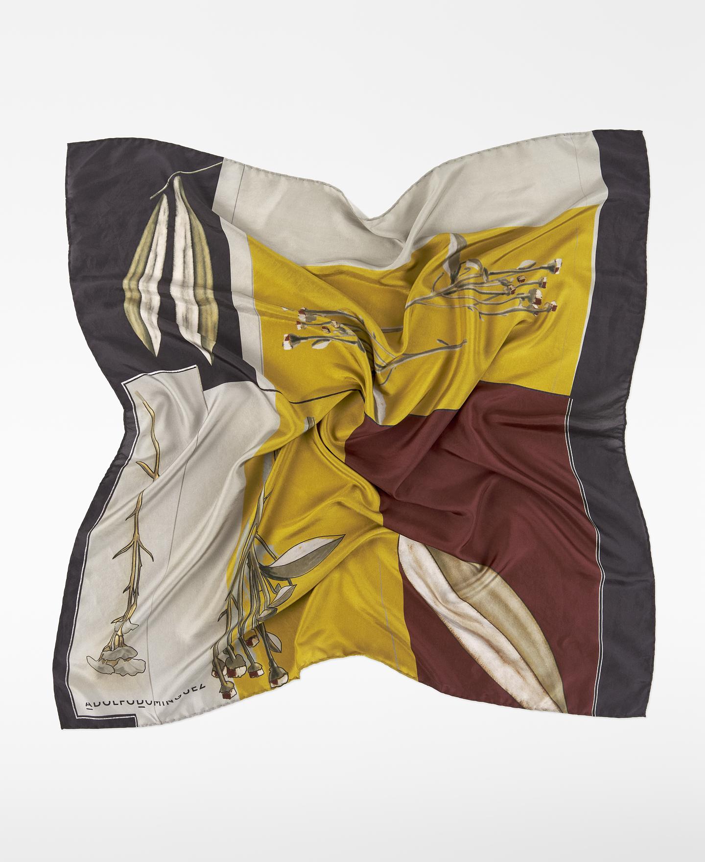 Lenço Estampado em Seda Amarelo / Preto-2