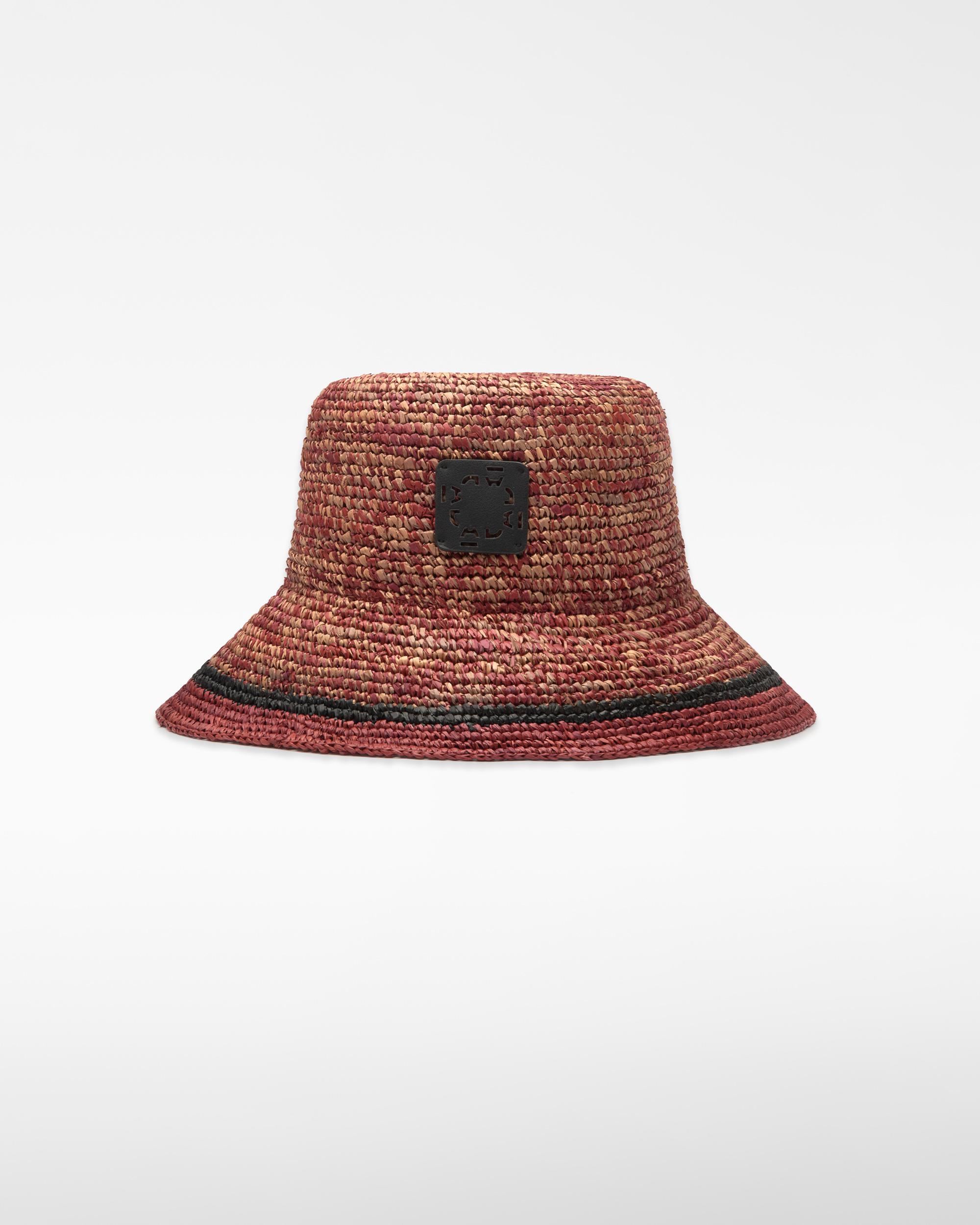 Chapéu Tipo Bucket de Ráfia Vermelho-1