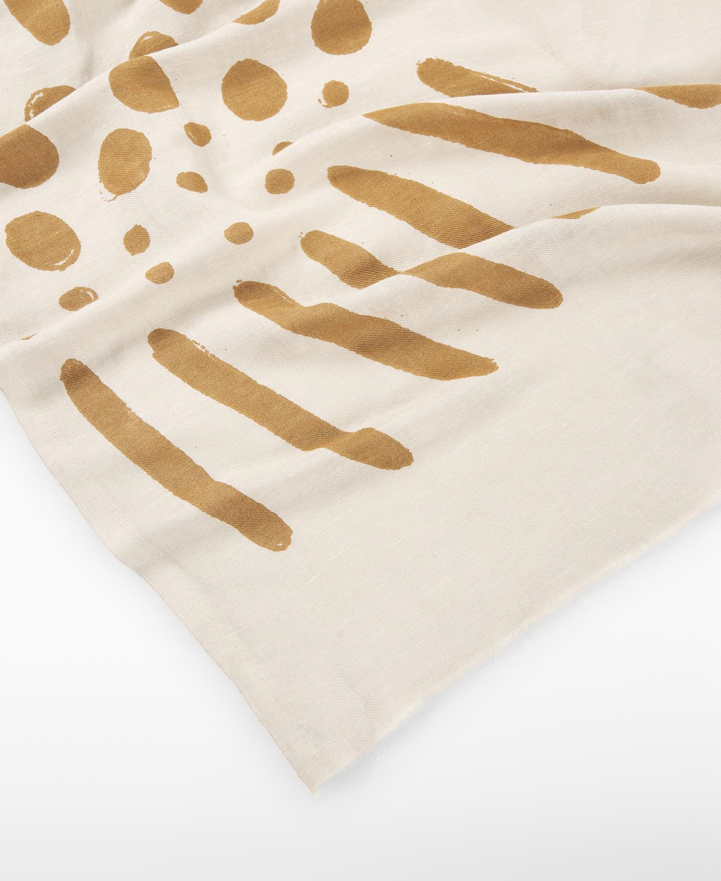 Xaile Estampado com Linho Europeu Bege-3