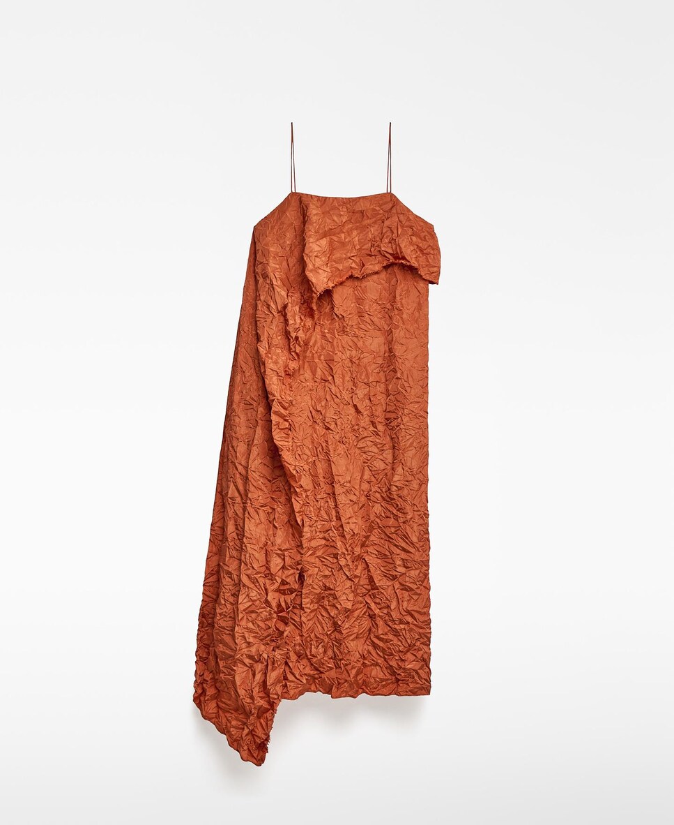 Vestido Assimétrico de Alças Laranja-4
