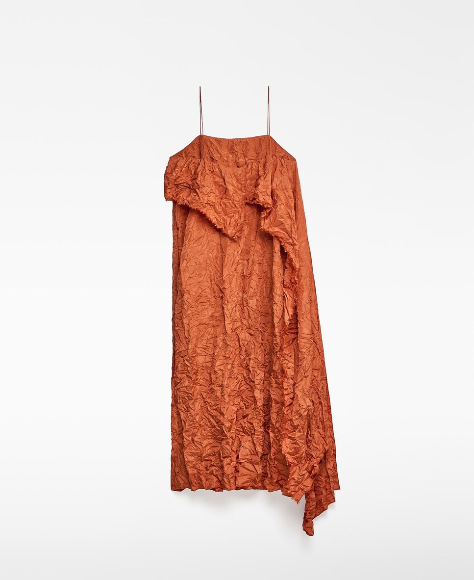 Vestido Assimétrico de Alças Laranja-5